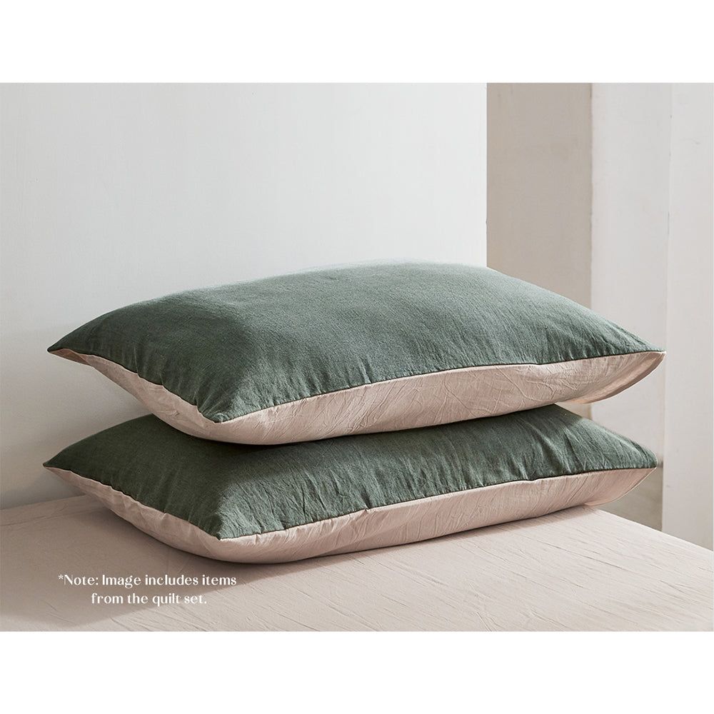 Premium 100% Cotton Double Sheet Set - Soft & Breathable Bed Sheets in Green & Beige - Perfect for Cozy Nights & Guest Bedrooms
