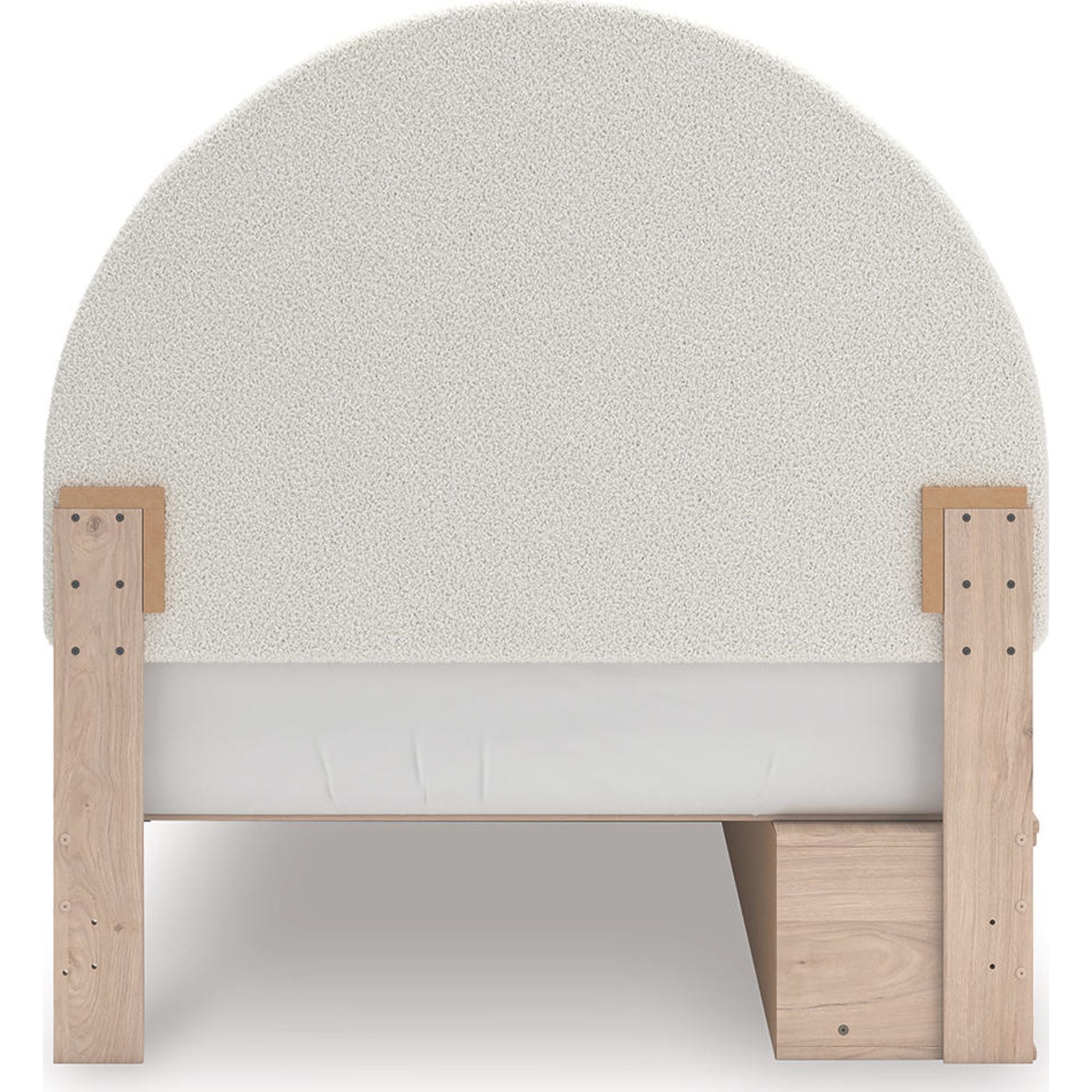 Arloster Platform Bed Frame with 2 Storage Drawers - Modern Tan & White Wooden Bed - Perfect for Small Bedrooms, Guest Rooms & Studio Apartments