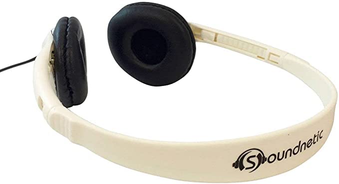 Soundnetic SN401 Classroom Stereo Headphones - 50 Pack Bulk Headphones with Leatherette Earpads, 3.5mm Plug, Noise Isolation for School, Library & Online Learning (White)