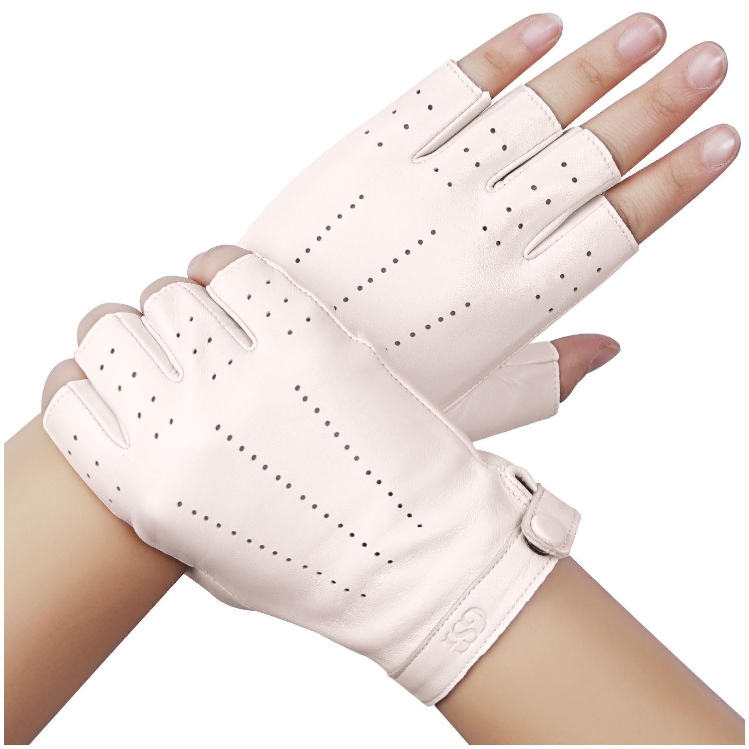 GSG Women's Fingerless Leather Gloves for Driving & Motorcycle Riding - Breathable Unlined Half Finger Biker Gloves - Perfect for Winter Commuting & Outdoor Activities