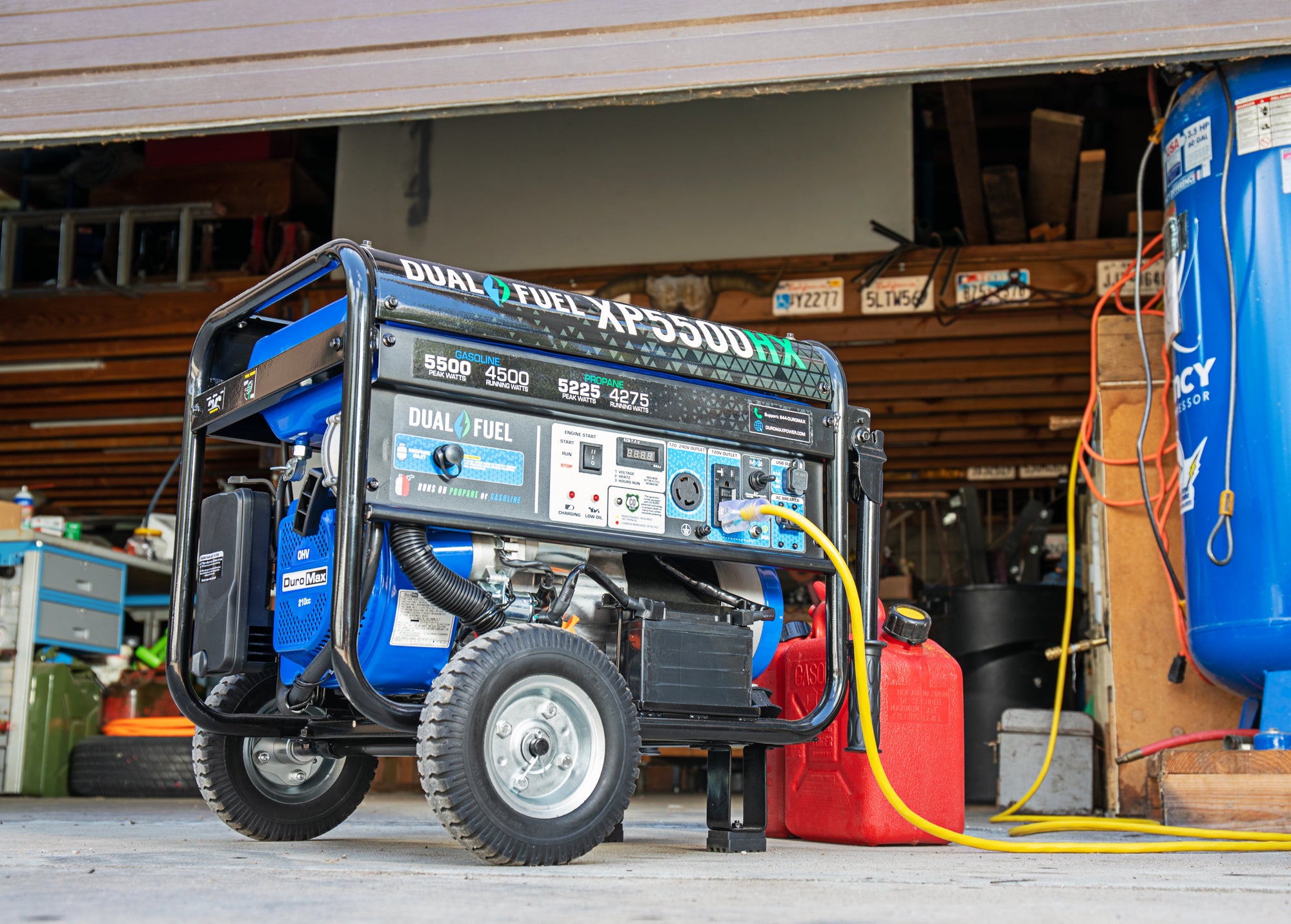 5500W Dual Fuel Portable Generator with CO Alert - Gas & Propane Powered for Camping, RV, Home Backup & Emergency Power