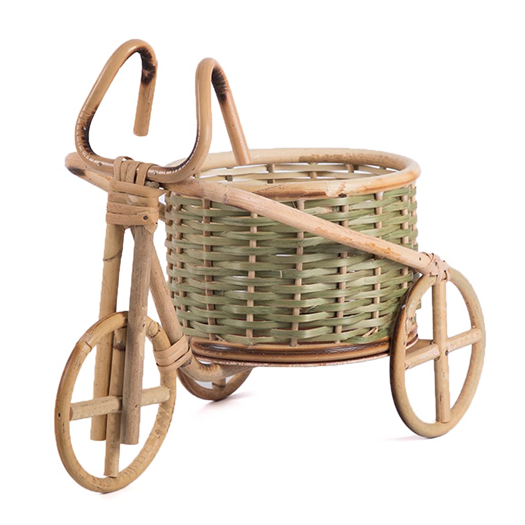 Cuawan Woven Rattan Fruit Bowl - Handmade Mini Tricycle Bamboo Basket for Fruits, Bread & Kitchen Storage | Eco-Friendly Home Decor, Table Centerpiece & Photography Prop