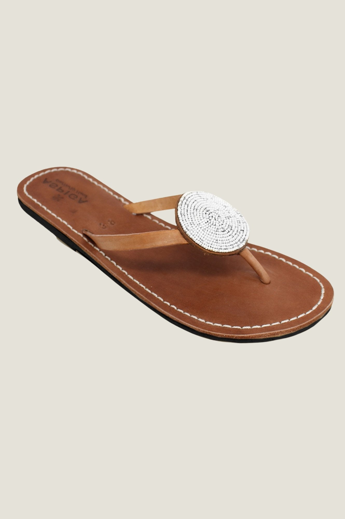 White Genuine Leather Sandals for Women - Comfortable & Stylish Summer Slides - Perfect for Beach, Pool, and Casual Outings