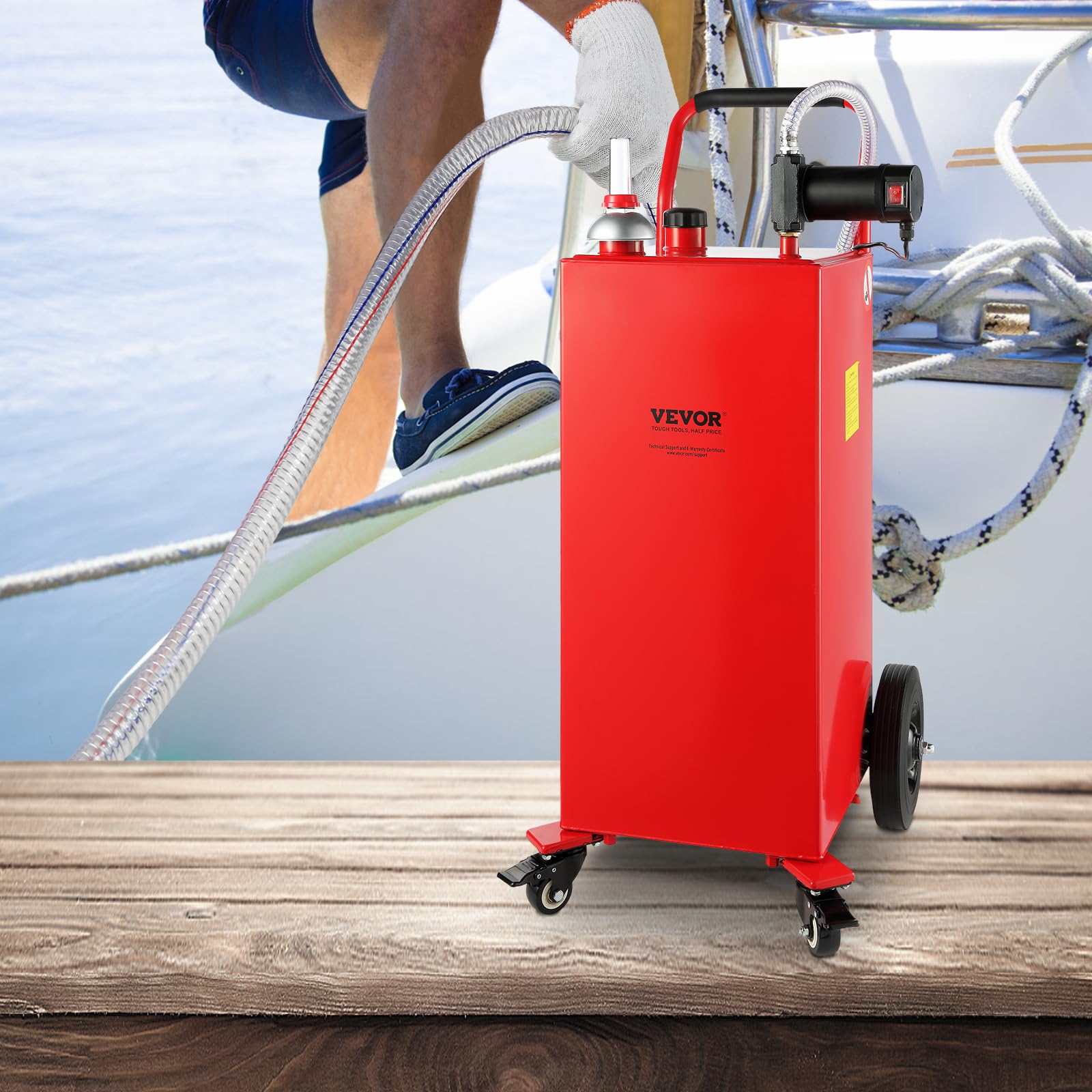 VEVOR 30 Gallon Portable Fuel Caddy with Electric Pump - 180W High Flow (23.5 L/min) Diesel Transfer Tank on Wheels - Ideal for Cars, Boats, Motorcycles & Emergency Fuel Storage