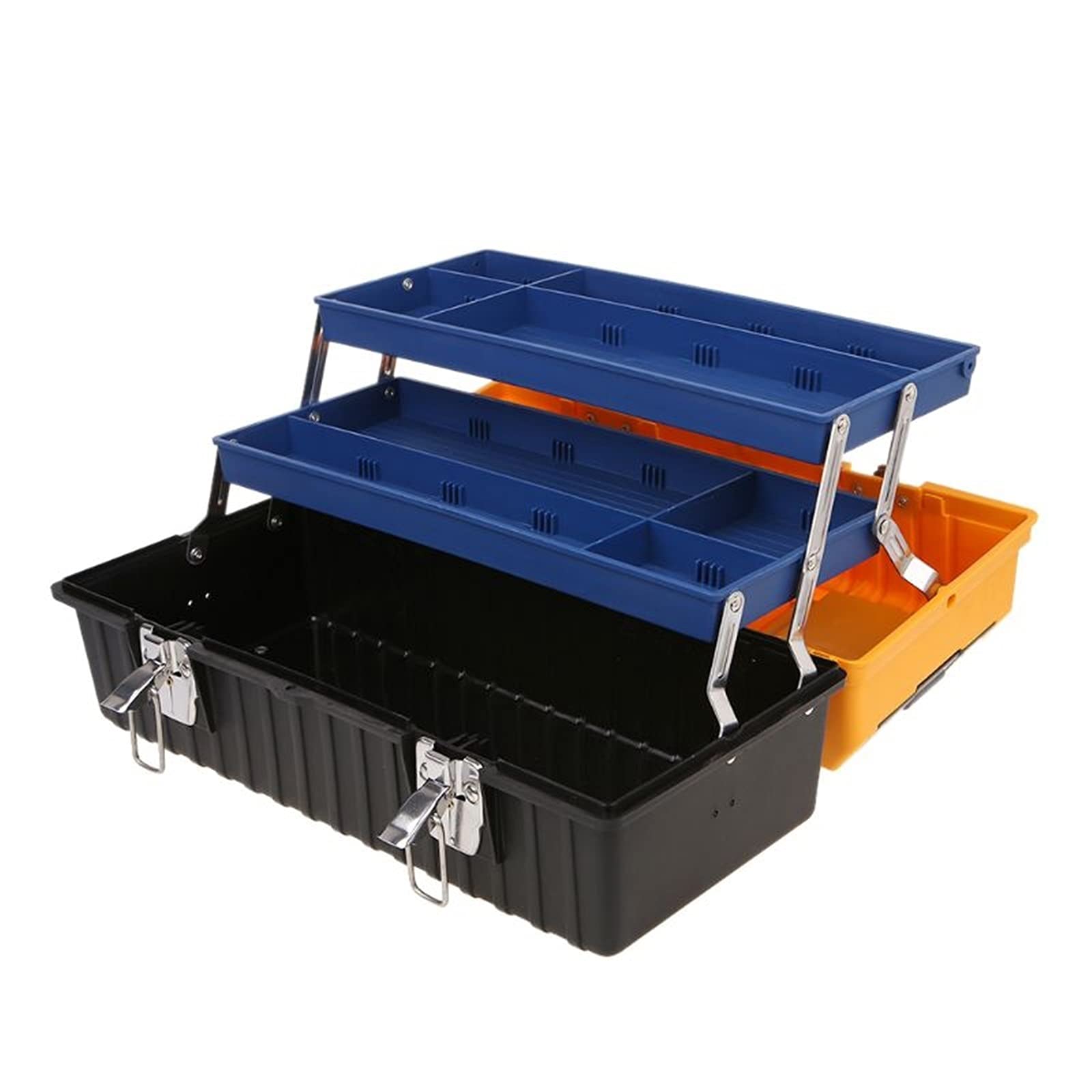 3-Tier Portable Plastic Tool Box with Handle - 17 Inch Large Storage Organizer for Hardware, Small Parts & Car Repair | Home, Garage & Workshop Use (Color: A)