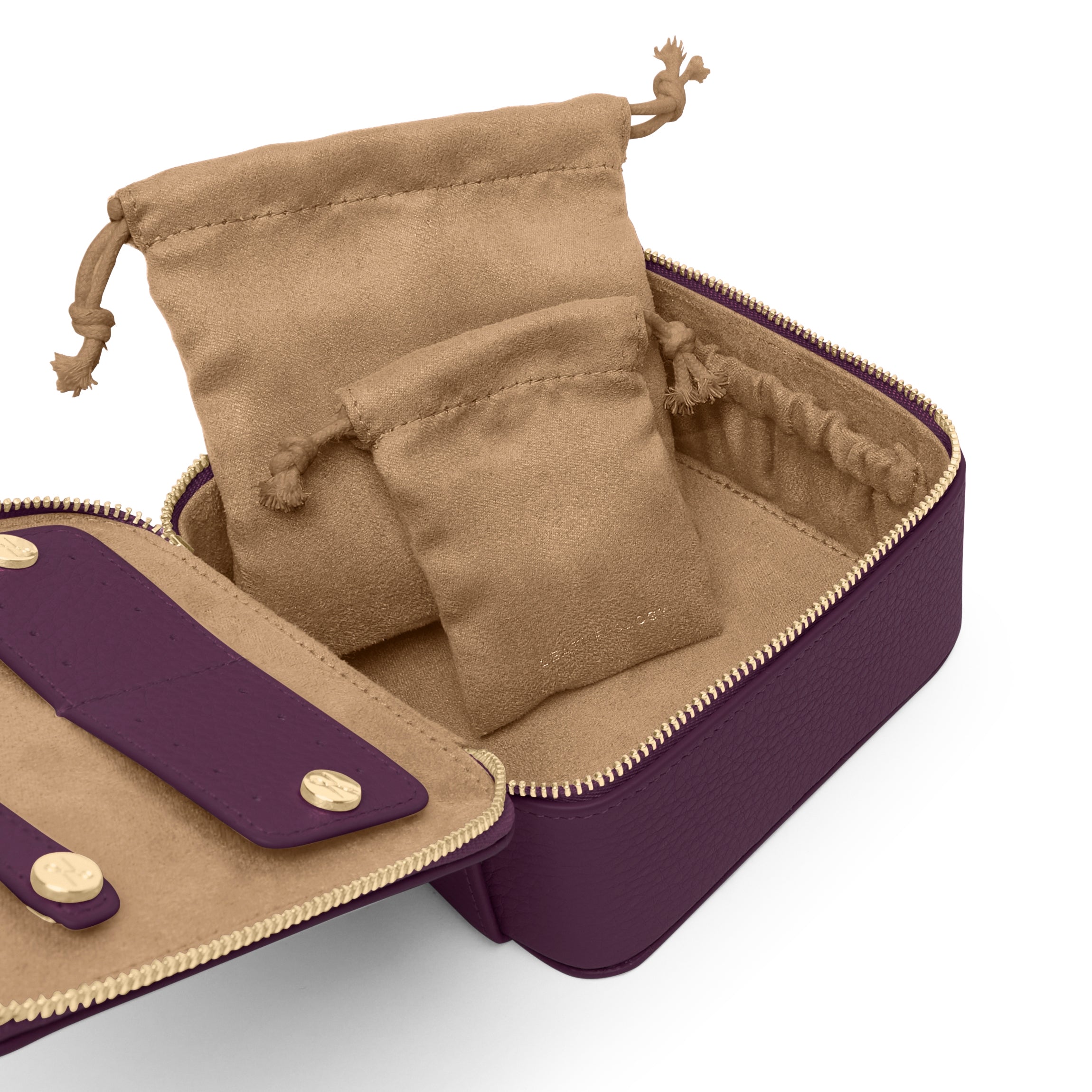 Medium Jewelry Organizer with 6 Compartments - Deep Plum Velvet Travel Jewelry Box for Necklaces, Rings & Earrings - Perfect for Home, Travel & Gift Giving