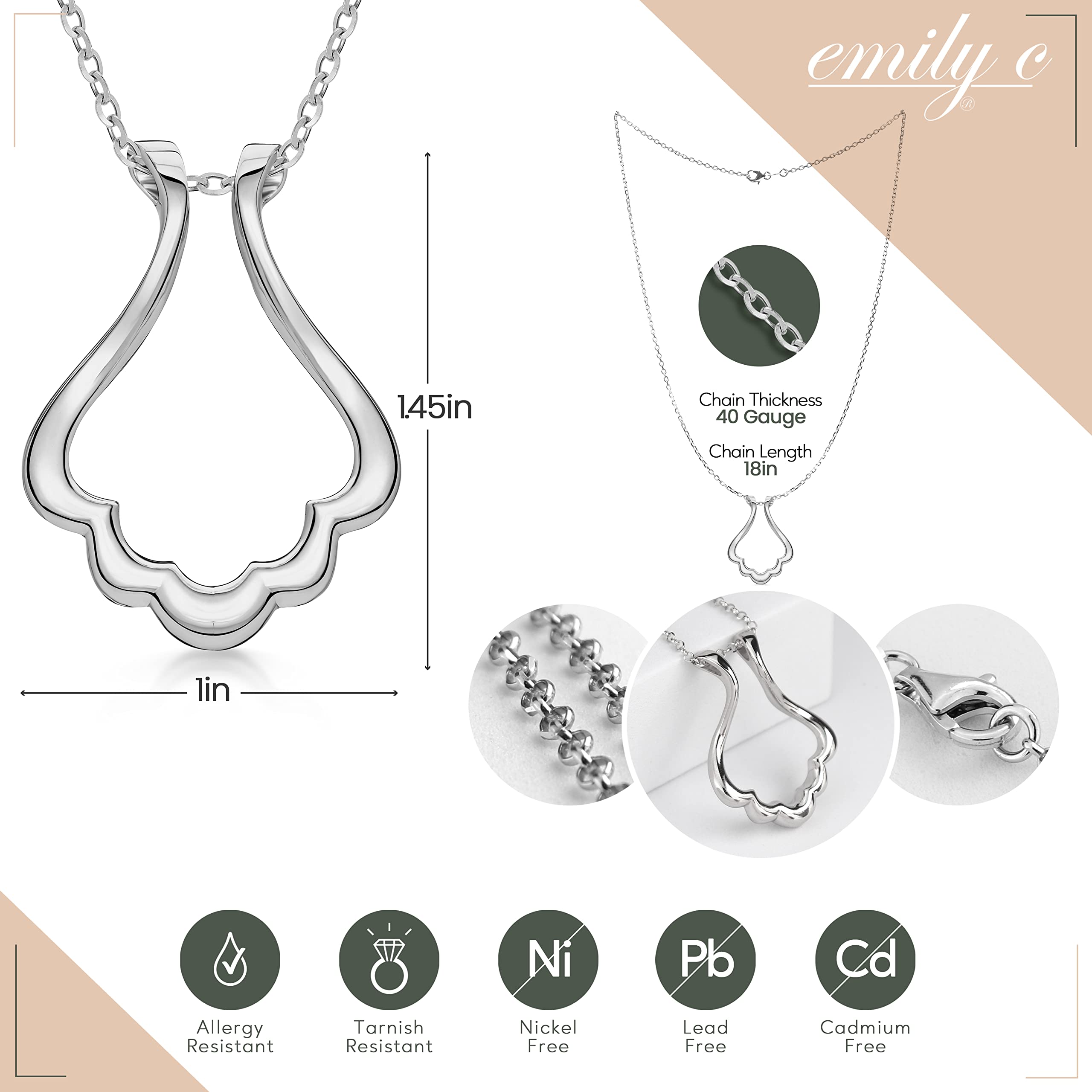 Sterling Silver Ring Holder Necklace for Women & Men - Elegant Wedding Ring Keeper Jewelry for Wife, Nurse, Doctor - Perfect for Work, Travel, and Special Occasions