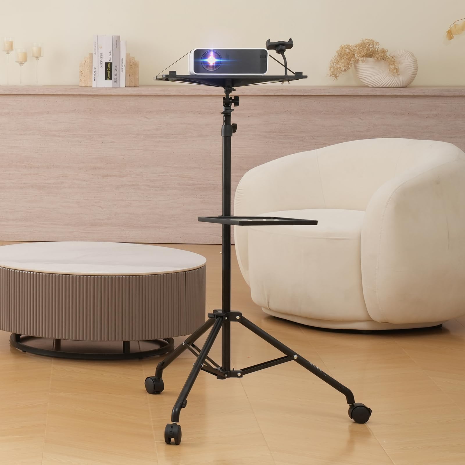 VEVOR Adjustable Projector Stand with Wheels & 2 Trays - 31.3
