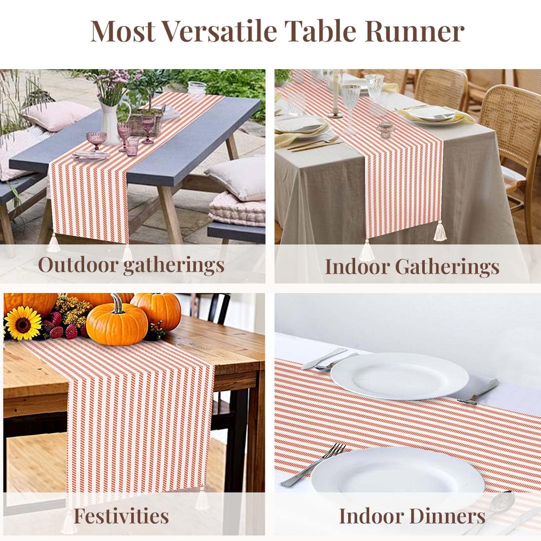 Folkulture 90 Inch Long Cotton Table Runner with Tassels - Farmhouse & Boho Style Wedding Table Decor, Dining Table Runner for Home, Coffee Table Décor - Perfect for Rustic Weddings, Holiday Dinners & Cozy Home Styling