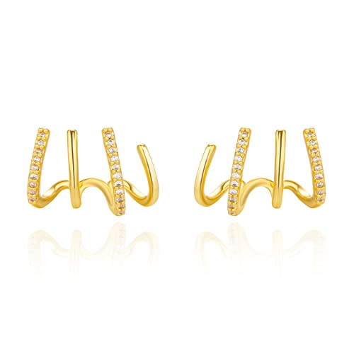 Stylish Gold Claw Earrings for Women - Zircon Cuff Huggie Hoop Earrings | Minimalist Dainty Stud Ear Wrap Piercing Jewelry | Perfect for Parties, Dating & Everyday Wear