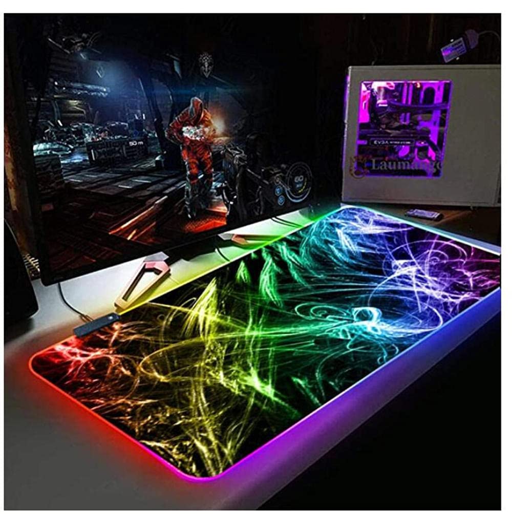 Premium RGB Gaming Mouse Pad - Large Extended 27.5x11.8 Inch LED Glowing Mouse Mat with USB Ports | Waterproof High-Performance Desk Pad for PC & Keyboard | Colorful Light Strips for Gamers | Perfect for Esports, Streaming & Office Work