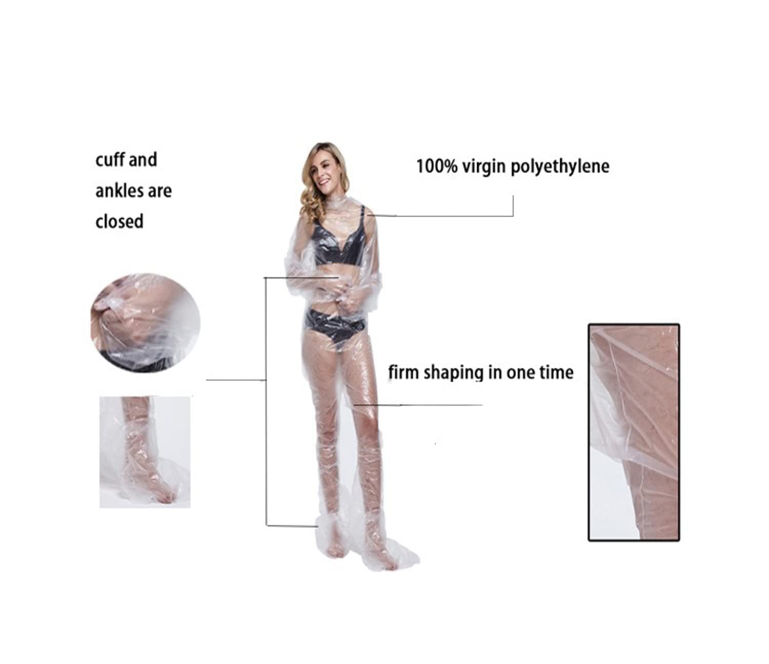 10/100 Pack Disposable PE Plastic Sauna Body Wraps - Unisex Far Infrared Full Body Coverage for Weight Loss, Detox & Spa Treatments