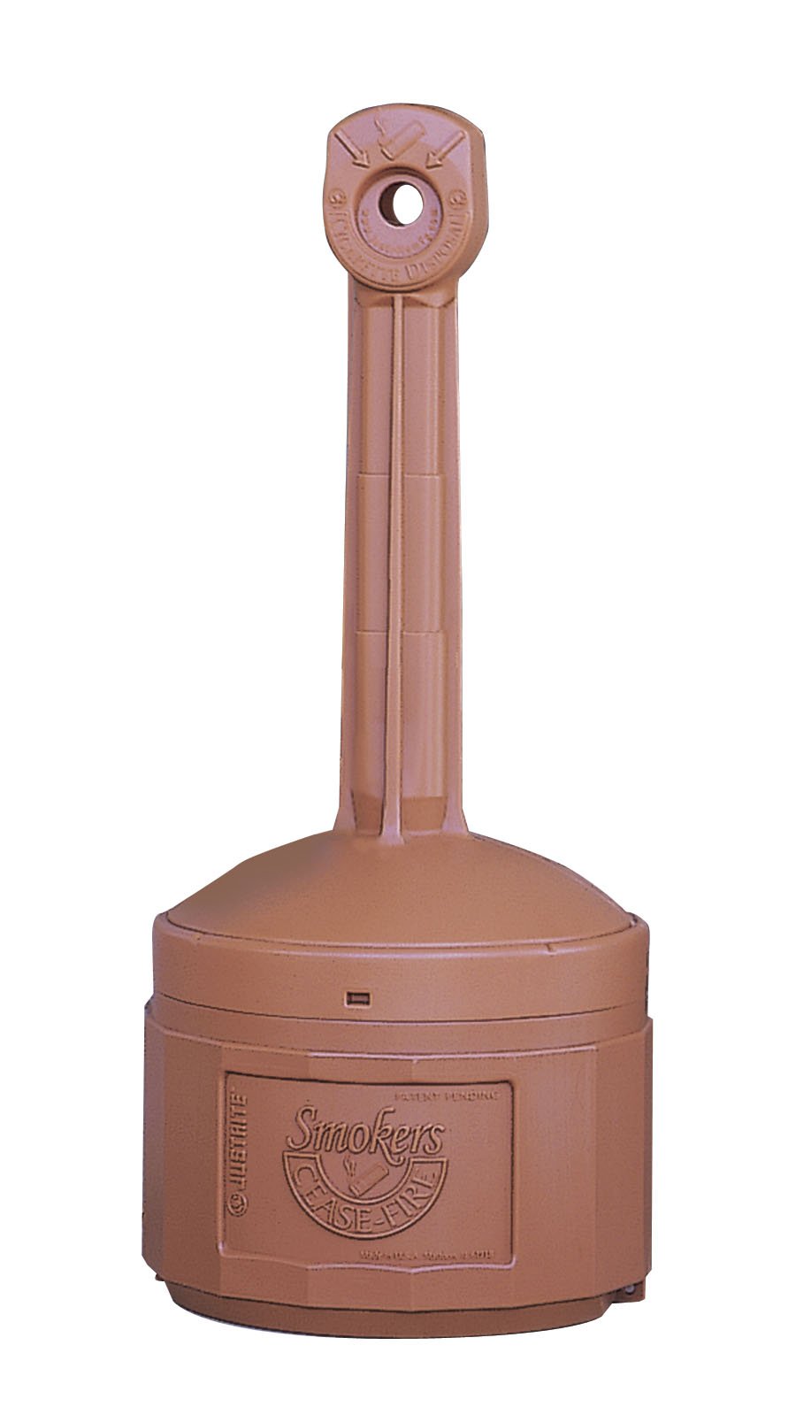 Justrite 26800T Cease-Fire Terracotta Cigarette Receptacle - Outdoor Ashtray for Patio, Deck & Smoking Areas - Fireproof & Weather-Resistant Design