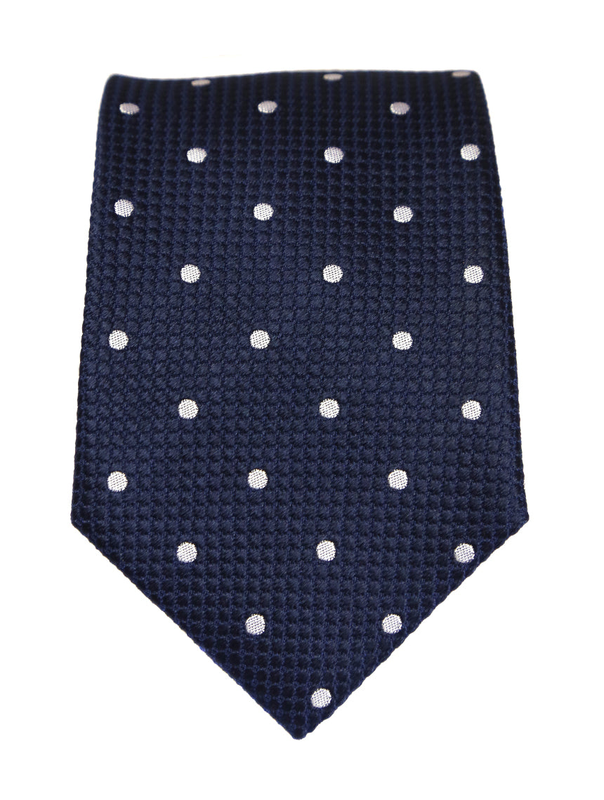 DÉCLIC Classic Spot Tie - Navy & White Striped Necktie for Men | Perfect for Weddings, Business Meetings & Formal Events