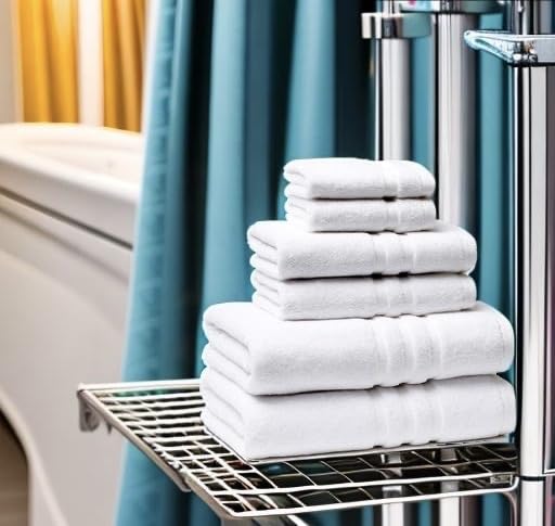 Premium 6-Piece Turkish Cotton Towel Set - 2 Bath Towels, 2 Hand Towels & 2 Washcloths - Ultra Soft & Absorbent Luxury Bath & Kitchen Towels (White) - Perfect for Spa, Hotel & Home Use