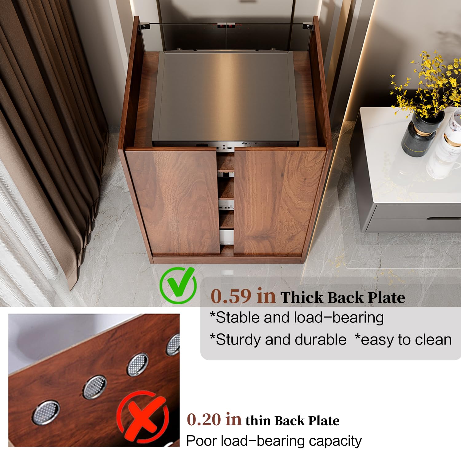 4-Tier Modern TV Stand with Glass Doors - Adjustable Height AV Media Cabinet for Entertainment Center, Stereo Components & Gaming Console Storage - Perfect for Living Room, Bedroom & Home Theater (Brown)