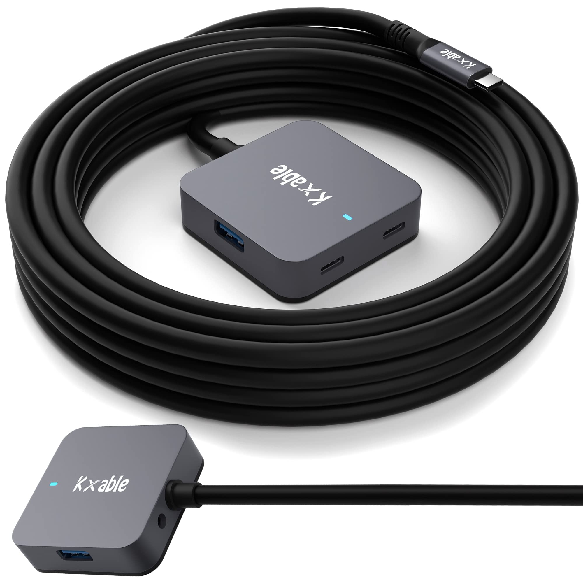 15ft USB C Hub with 4-Port USB 3.1 Gen 1 (2 USB-A + 2 USB-C) - 5Gbps High-Speed Data Transfer, Slim Design - Perfect for Laptop, Desktop, Gaming & Office Setup - Type-C Male to A-Female Extension Cable