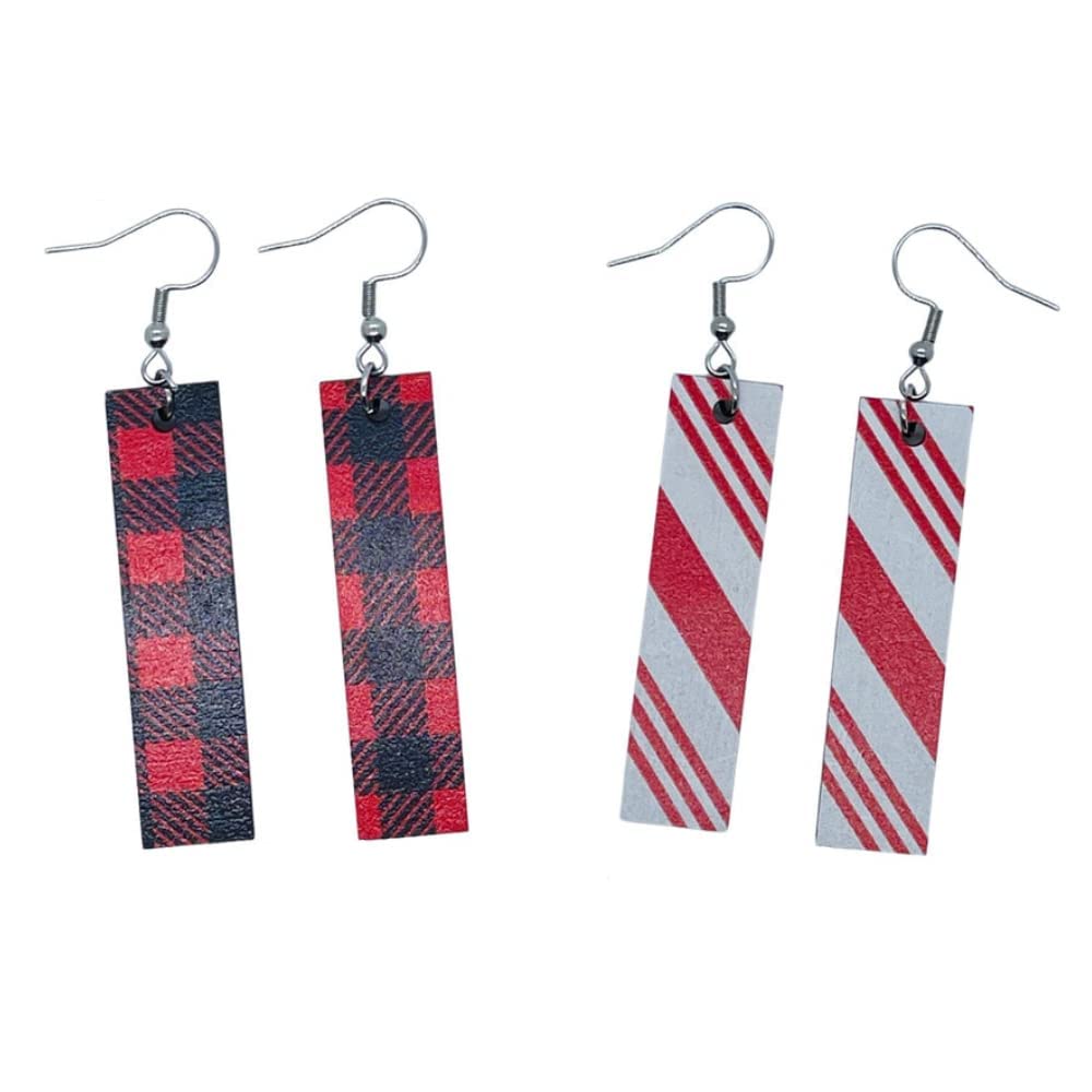 Festive Christmas Rectangle Earrings for Women - Acrylic Holiday Jewelry Set | Elegant Xmas Gift & Stocking Stuffers for Parties, Office Celebrations & Family Gatherings