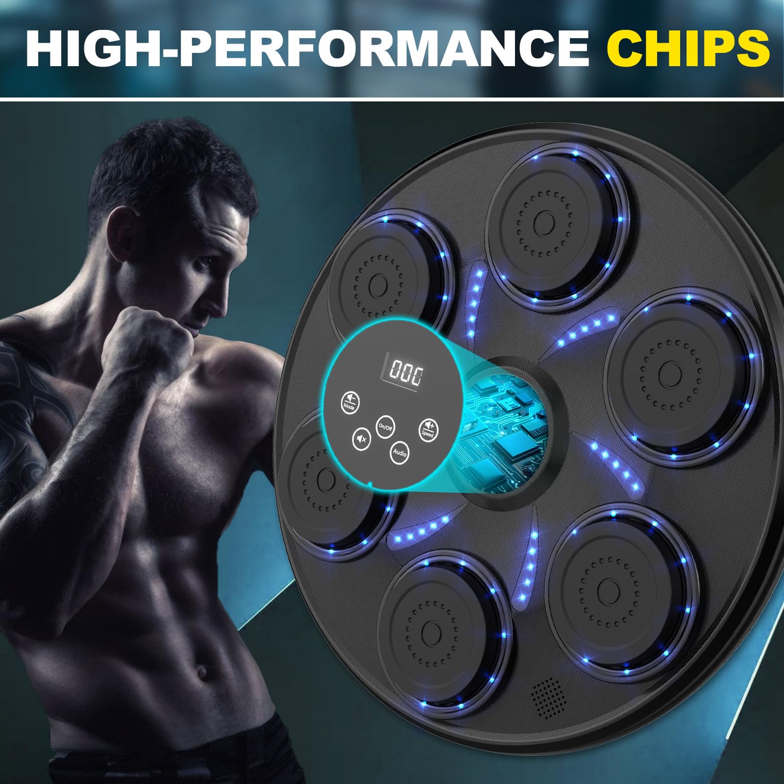 Bluetooth Music Boxing Machine for Adults & Kids - Smart Wall Mount Punching Bag with Gloves, Home Gym Equipment for Indoor Workouts | Perfect for Fitness Training, Stress Relief & Family Fun