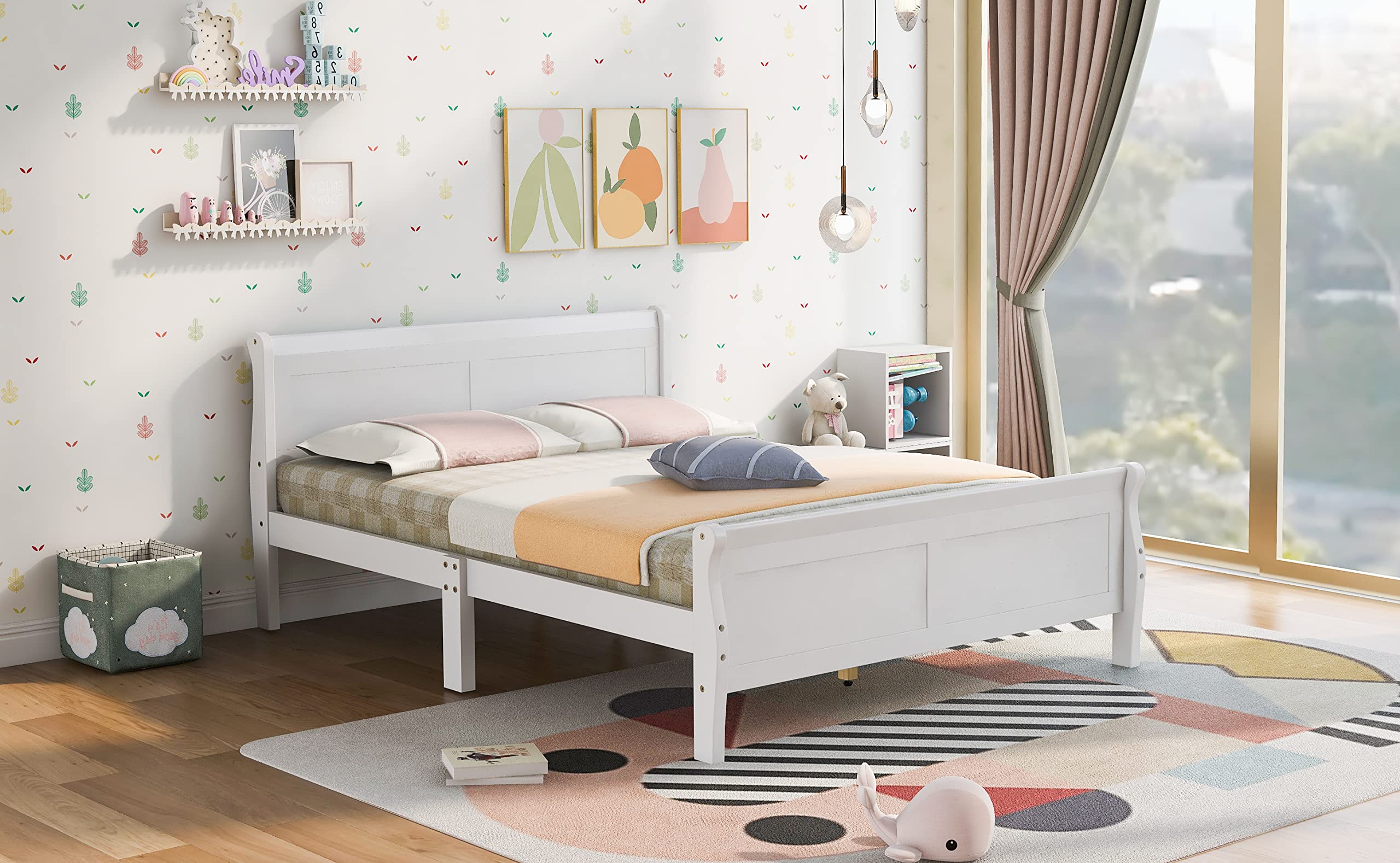 Harper & Bright Designs Full Size Wood Platform Bed Frame with Headboard & Slats - No Box Spring Needed - Sturdy Support Legs - Perfect for Bedrooms, Guest Rooms & Dormitories
