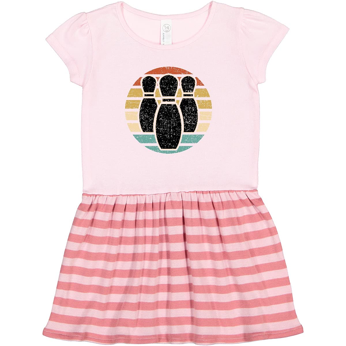 Inktastic Bowling Sunset Toddler Dress - Cute Bowler Silhouette & Bowling Pins Design for Baby Girls | Perfect for Bowling Parties, Family Outings & Casual Wear