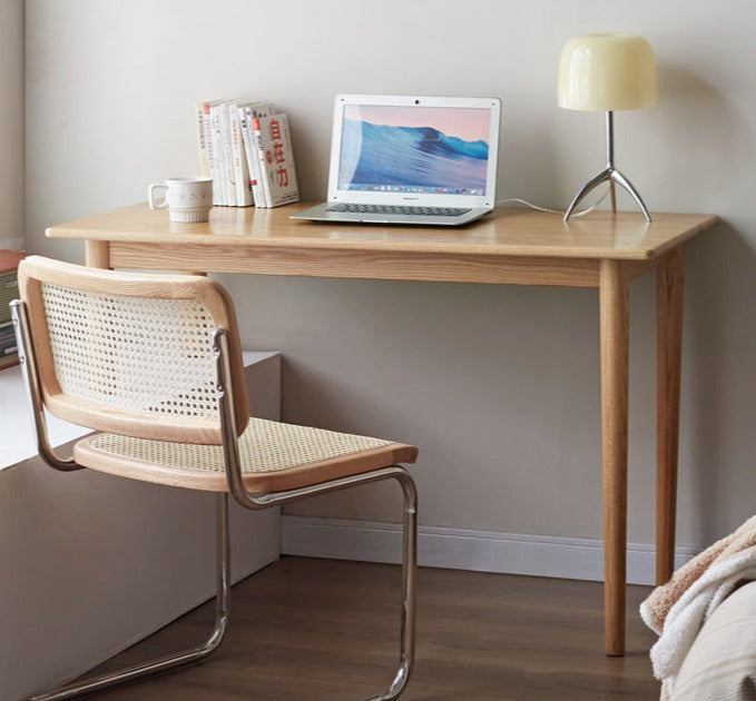 Premium Oak Solid Wood Office Desk - Bay Window Writing Desk for Home & Workspace - Perfect for Study, Work, and Home Office Use
