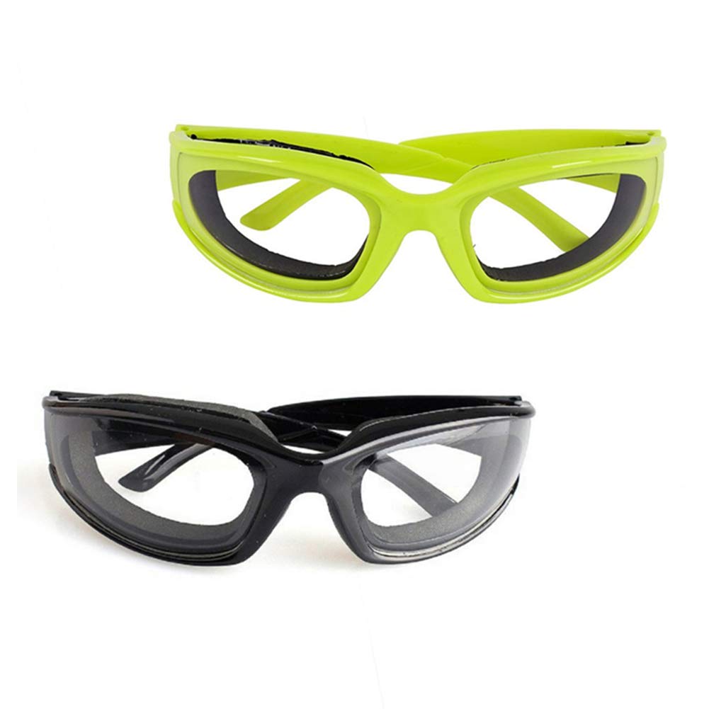 2 Pcs Tear-Free Onion Goggles - Kitchen, Grilling & Cooking Safety Goggles, Dustproof Design in Black & Green for Eye Protection During Food Prep and Outdoor Activities