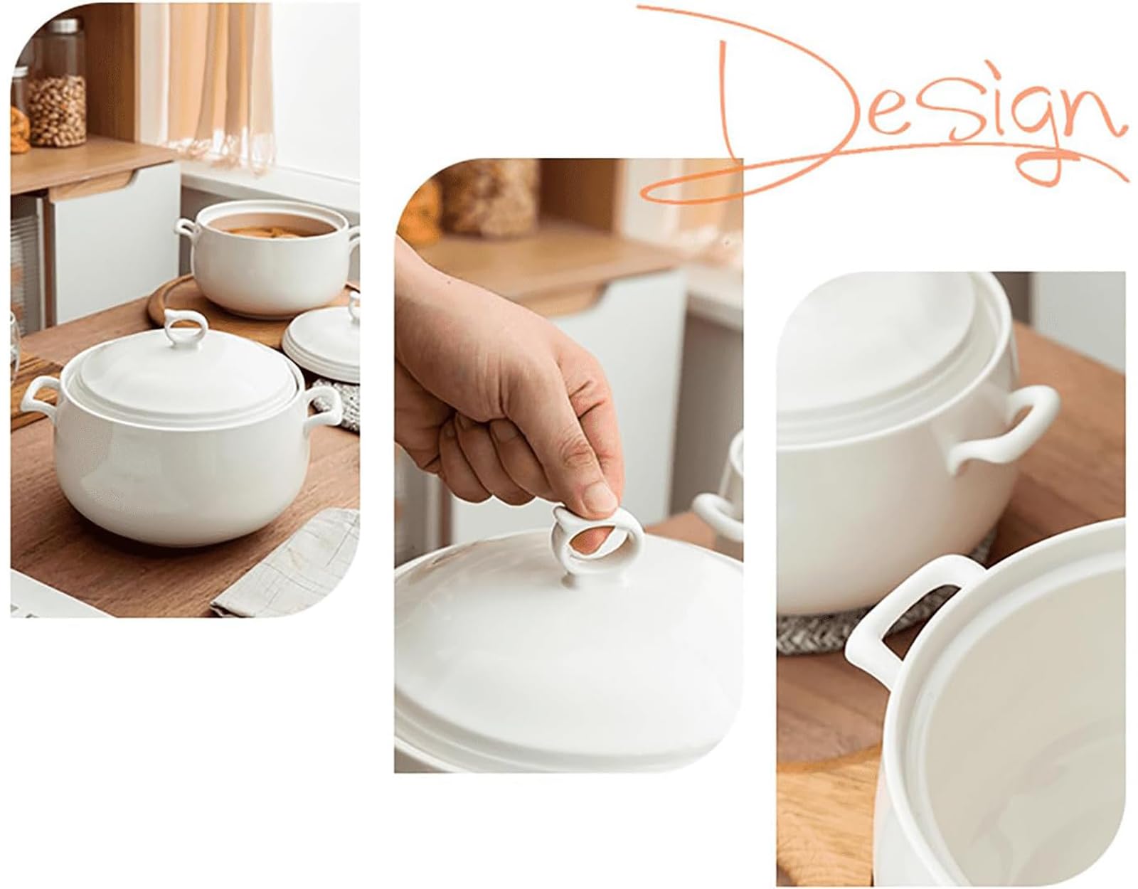 3L Ceramic Soup Tureen with Lid - Large Round Serving Bowl with Loop Handles, Microwave & Dishwasher Safe Pure White Porcelain Tureen for Kitchen - Perfect for Family Dinners, Holiday Meals & Restaurant Serving