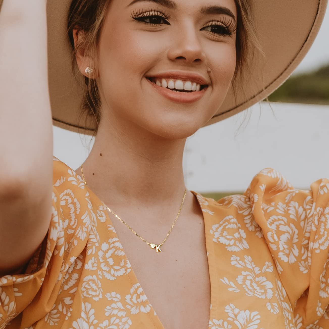14K Gold Plated Personalized Initial Heart Necklace for Women - Dainty Letter Name Pendant Necklace, Tiny Heart Initial Jewelry Gift for Her | Perfect for Birthdays, Anniversaries & Everyday Wear