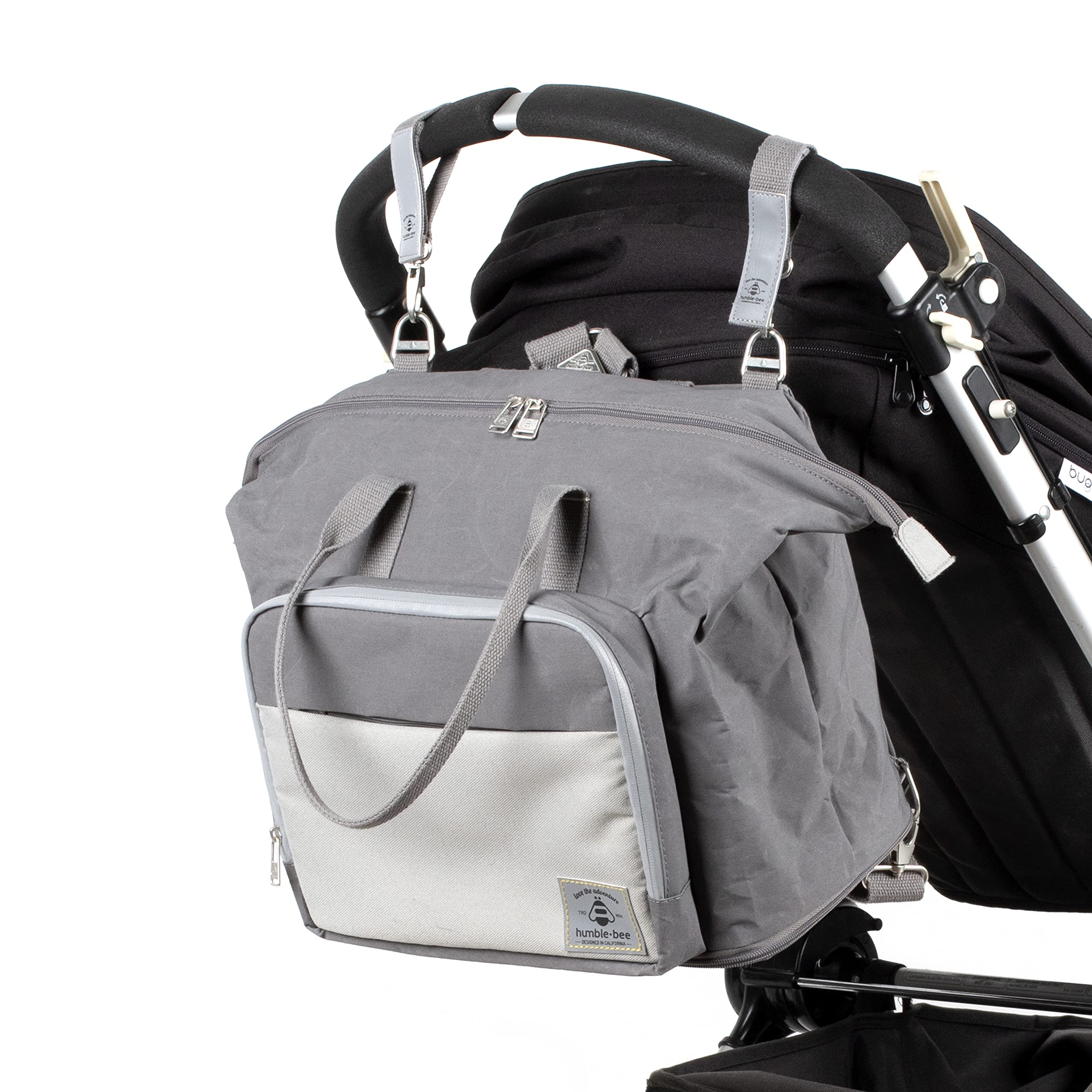 Humble Bee Expandable Diaper Bag with Large Insulated Cooler Pocket & Gel Pack - Waterproof Baby Changing Kit - Stroller Straps - Perfect for Travel, Daycare & On-the-Go Parents