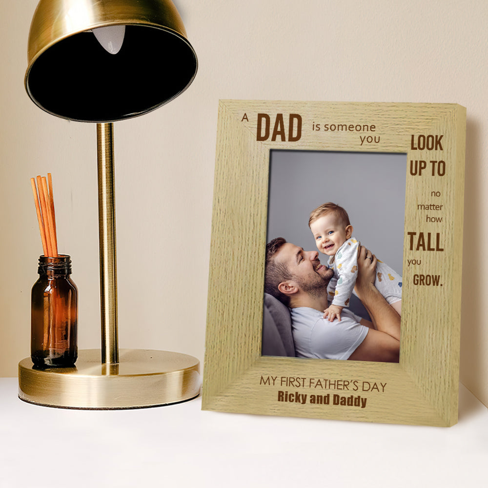 Personalized Wood Photo Frame with Custom Name - Unique Father's Day Gift for Dad - Perfect for Home Decor, Office Display & Special Occasions