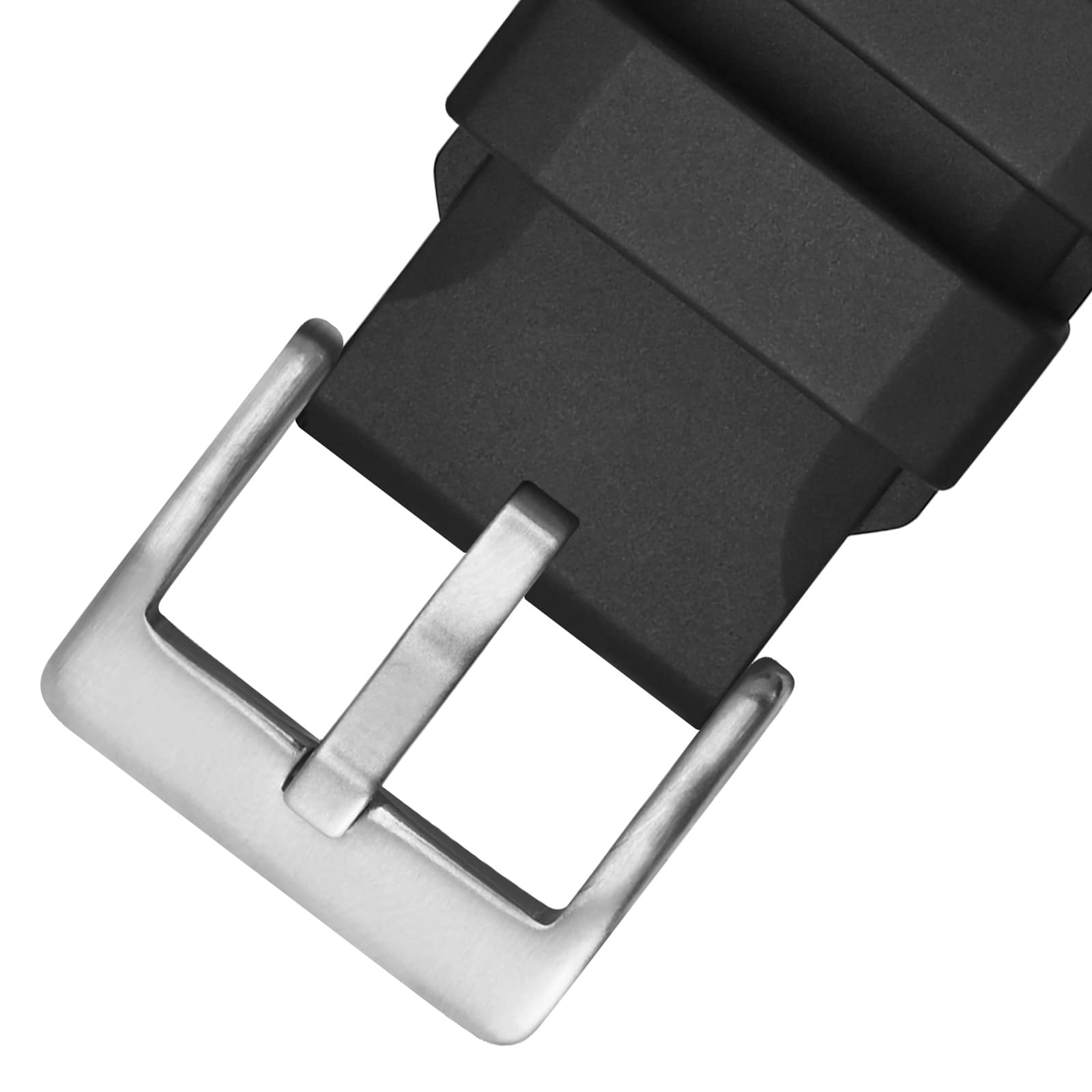 WOCCI 20mm Rally Watch Band - Premium FKM Rubber Strap with Quick Release & Silver Brushed Buckle - Durable Black Watch Strap for Men - Perfect for Racing, Sports & Outdoor Adventures