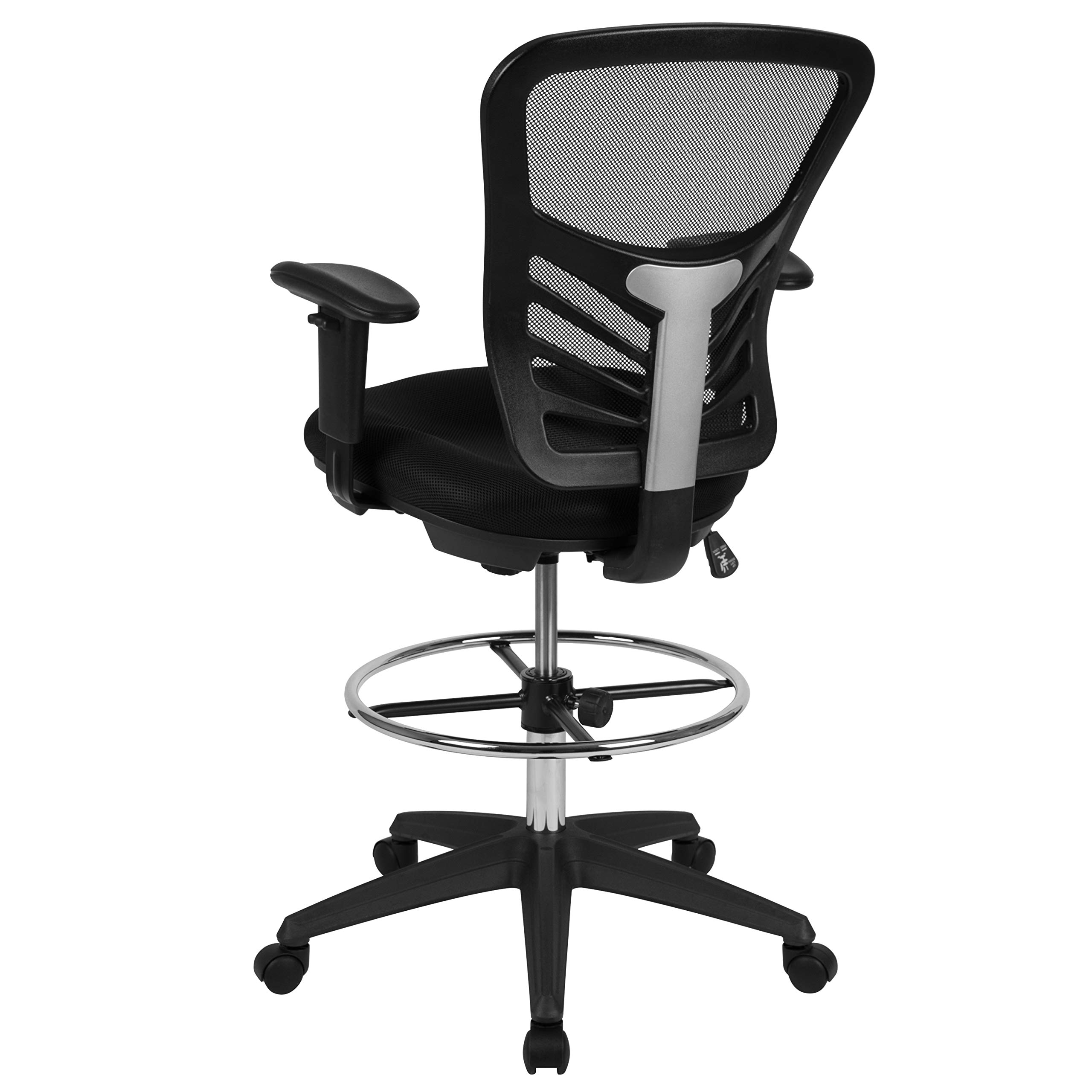 Ergonomic Adjustable Mid-Back Drafting Chair with Black Mesh Backrest & Black Frame - Perfect for Office, Home Workspace, and Computer Desk Task Chair