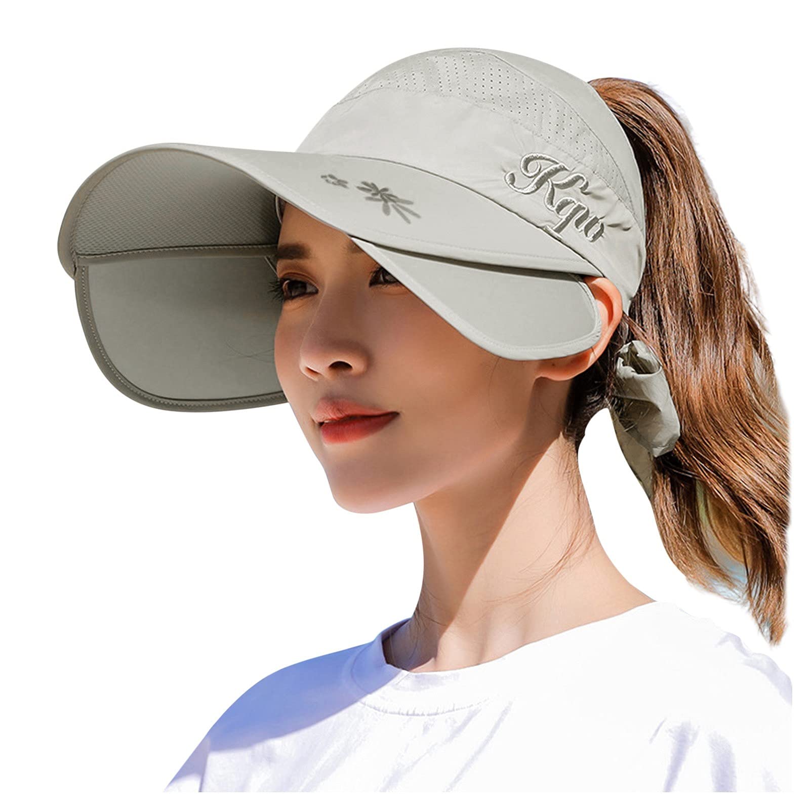 Women's Wide Brim Sun Hat - Breathable & Absorbent Golf Visor Cap for Outdoor Sports, Baseball, and Summer Activities - Adjustable Elastic Band for Comfortable Fit - Perfect for Hiking, Running, and Beach Days