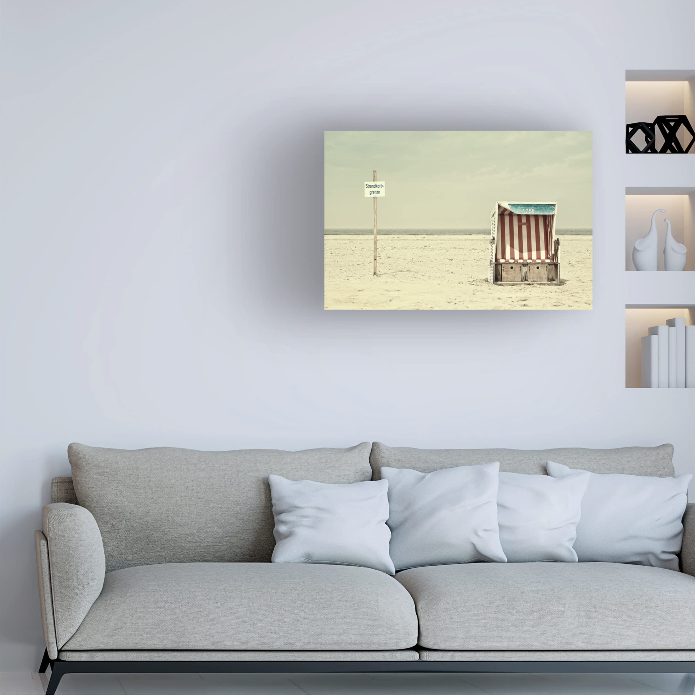 Trademark Fine Art 'Beach Chair Border' Canvas Wall Art by Burghard Nitzschmann - Coastal Home Decor for Living Room, Bedroom & Beach House