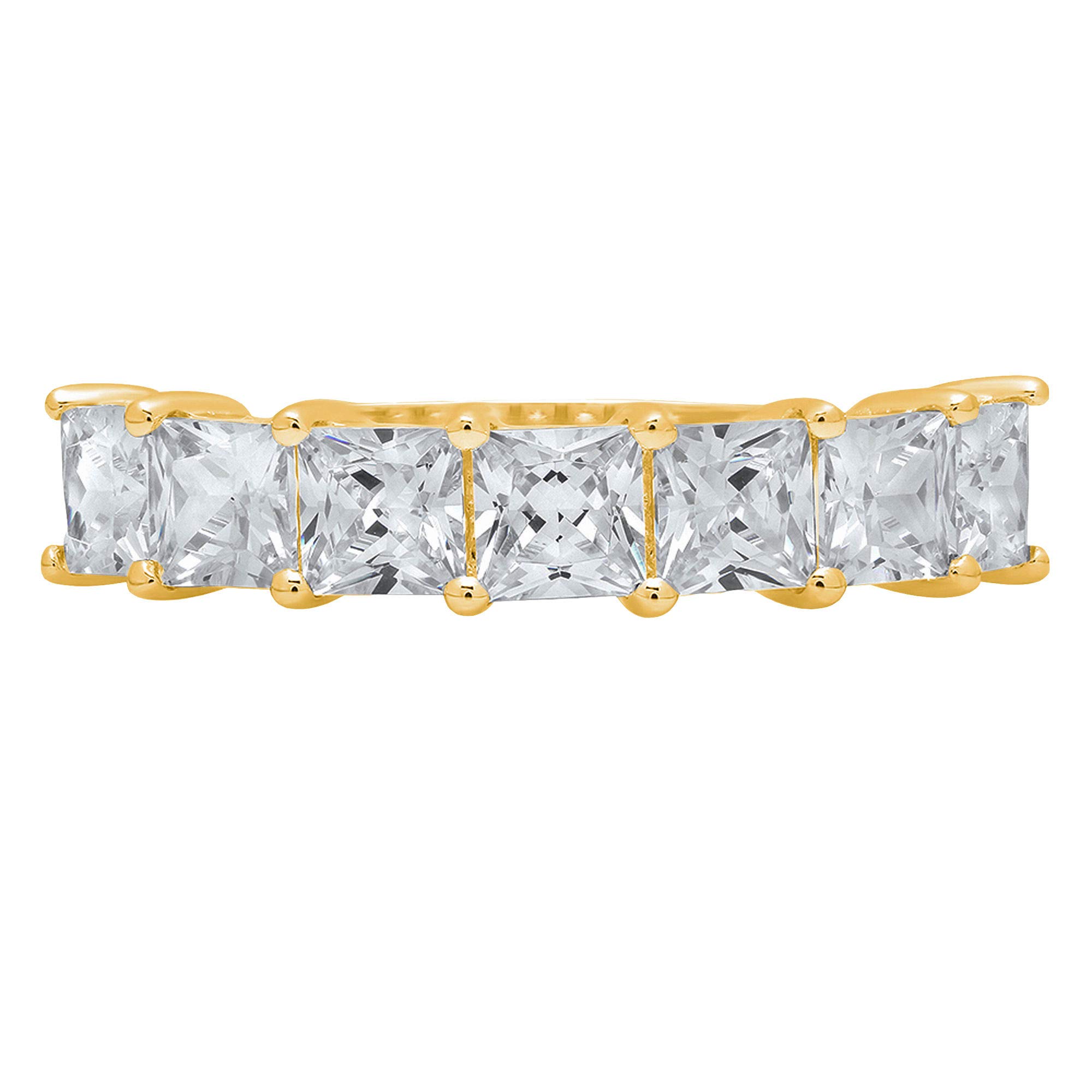 2.03 Carat Princess Cut Genuine Lab-Grown Diamond Ring - VS1-VS2 Clarity, G-H Color, 14K Solid Yellow Gold - Elegant Art Deco Eternity Wedding Band for Engagement, Promise, or Anniversary Gift