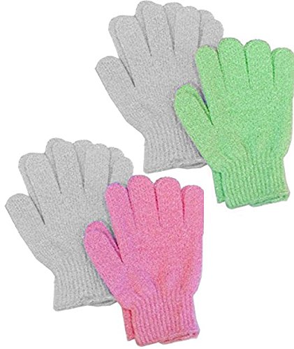 Aquasentials Exfoliating Bath Gloves (4 Pairs) - Premium Exfoliating Gloves for Smooth Skin - Perfect for Body Scrub, Spa & Shower - Great Gift for Women & Men