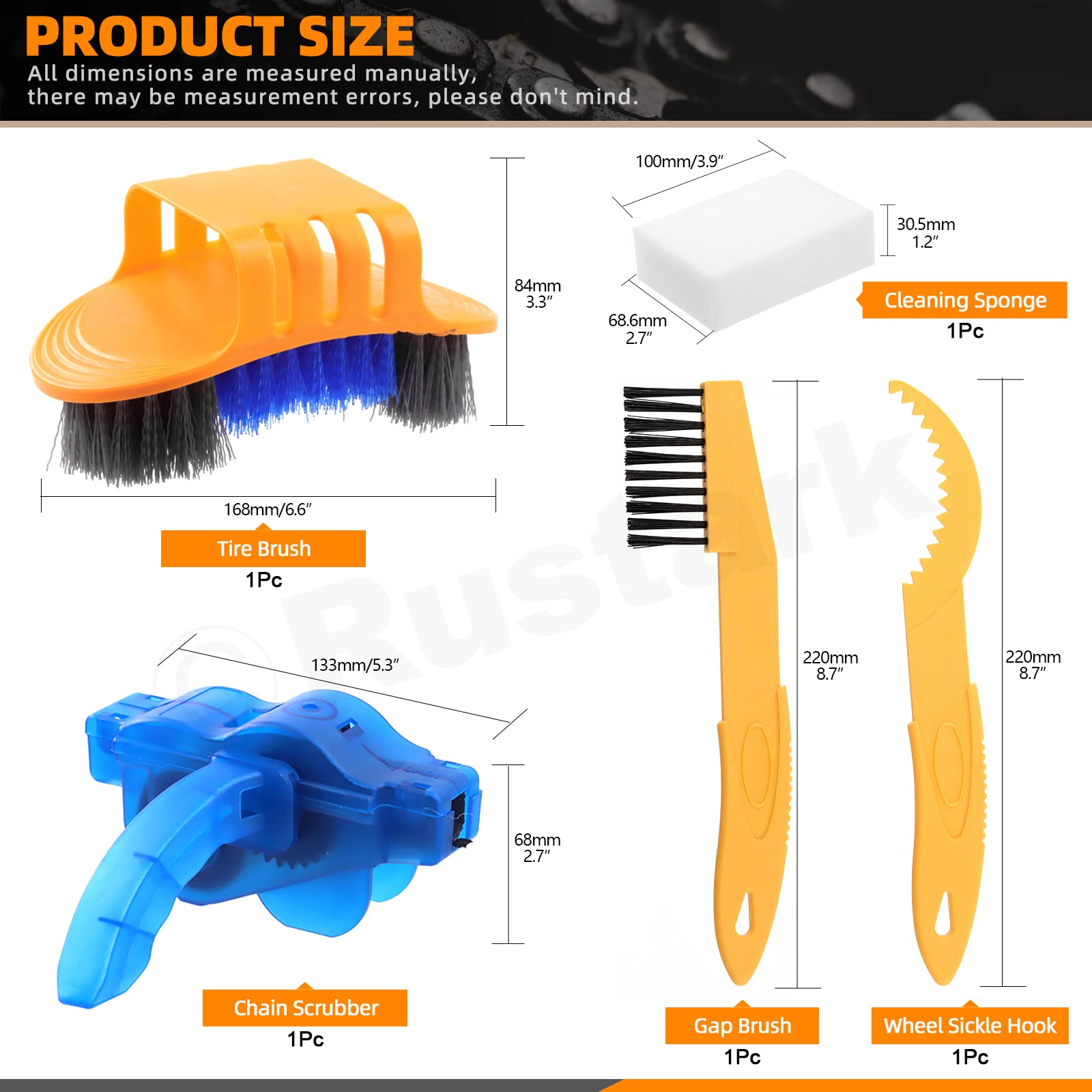 19Pcs Bike Cleaning Kit - Chain Cleaner & Brush for Mountain Bikes - Perfect for Bike Maintenance & DIY Cleaning