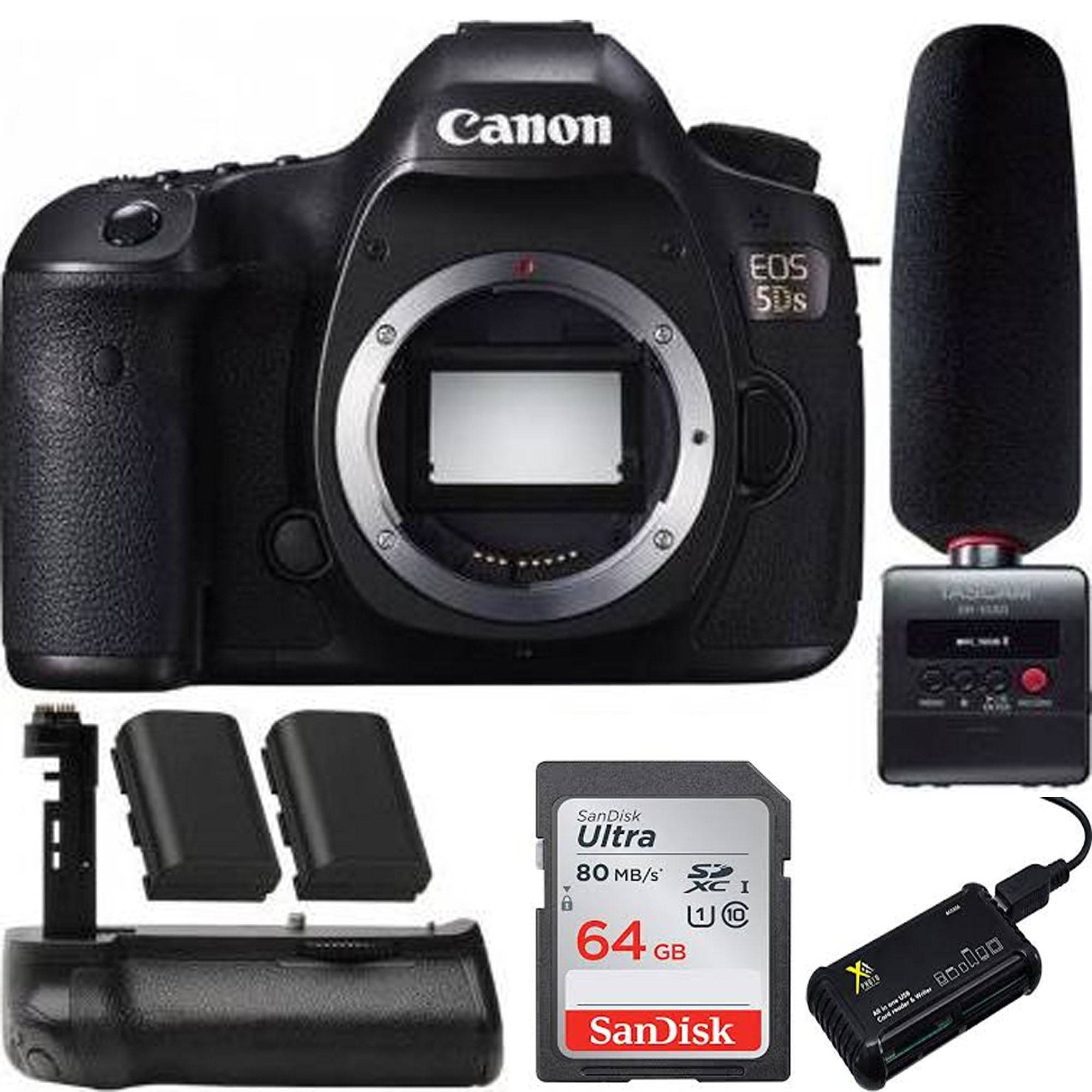 Canon EOS 5DS 50.6MP Full Frame Digital SLR Camera Body with Tascam Professional Audio Recorder & Microphone Bundle - Perfect for Studio Photography, Videography & Field Recording
