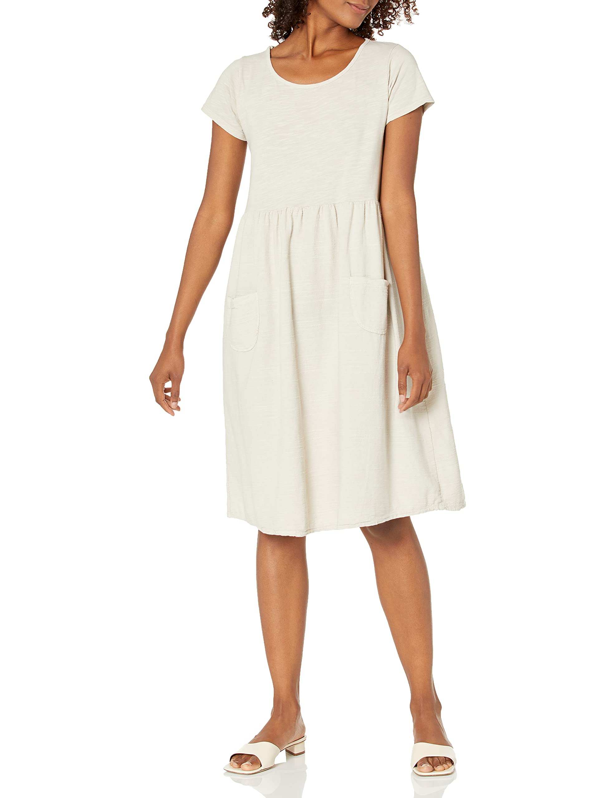 Italian Made Women's Short Sleeve Empire Waist Summer Dress - Elegant Flowy Fit for Casual Outings, Date Nights & Beach Vacations