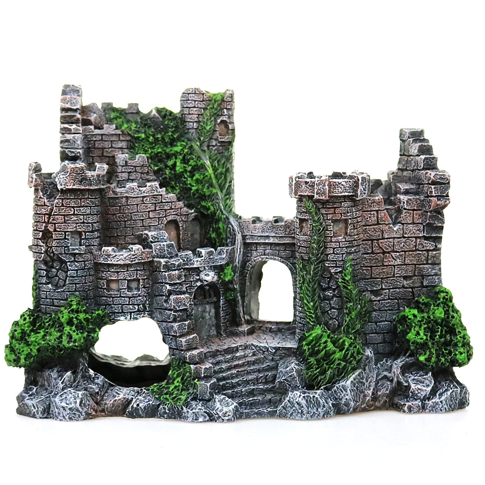 Resin Castle Aquarium Decor - Fish Tank Ornament & Betta Hide Cave for Home & Office