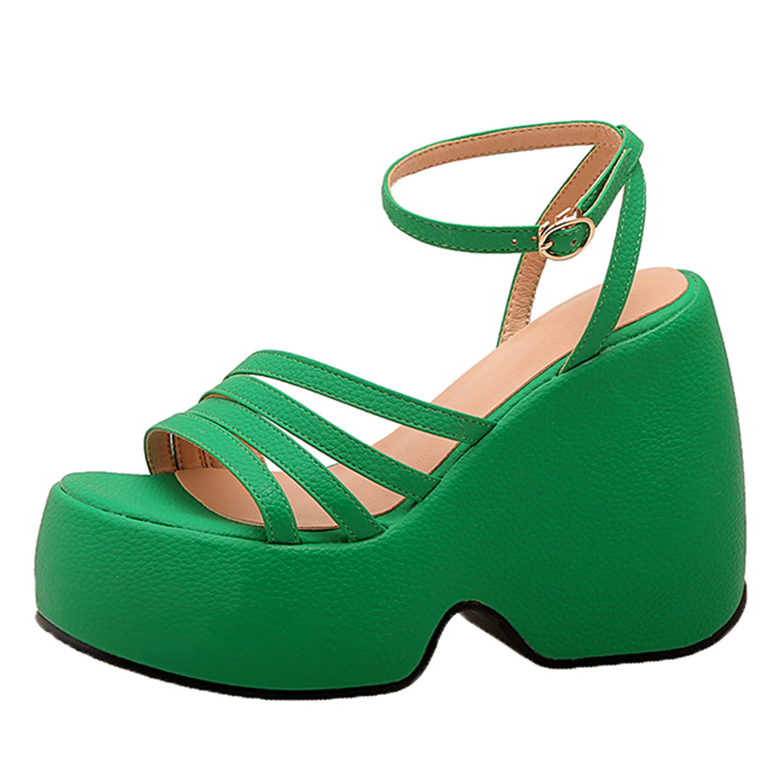 SaraIris Women's Chunky High Heel Sandals - Platform Wedge Slides for Party, Dress & Summer Outfits | Gothic Punk Style Outdoor Slippers for Casual Wear, Night Out & Beach Vacations