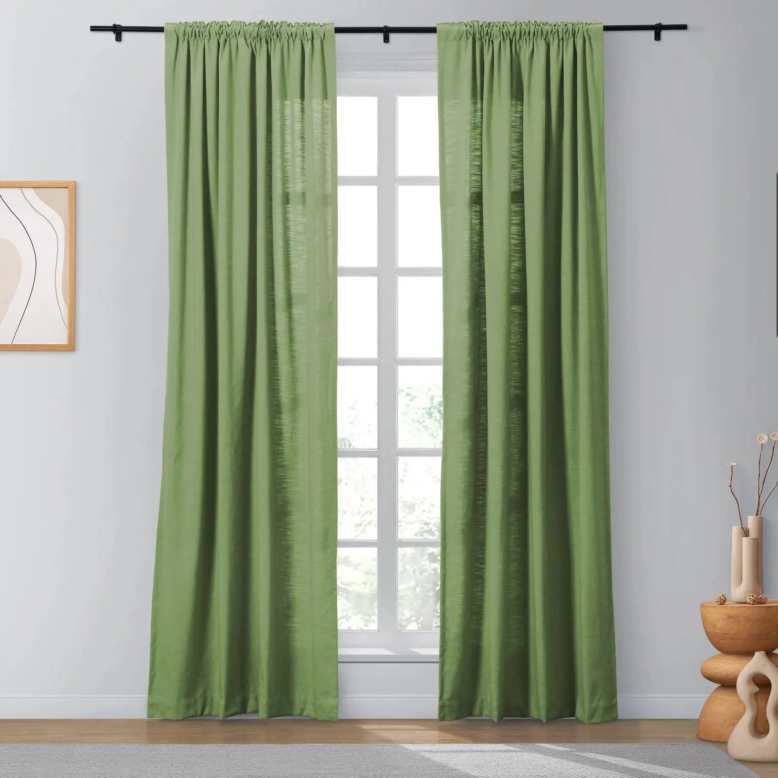 Isabella Heavyweight Cotton Blackout Curtains - Soft Top Thermal Insulated Drapes for Living Room & Bedroom - Noise Reducing & Energy Saving Window Treatments