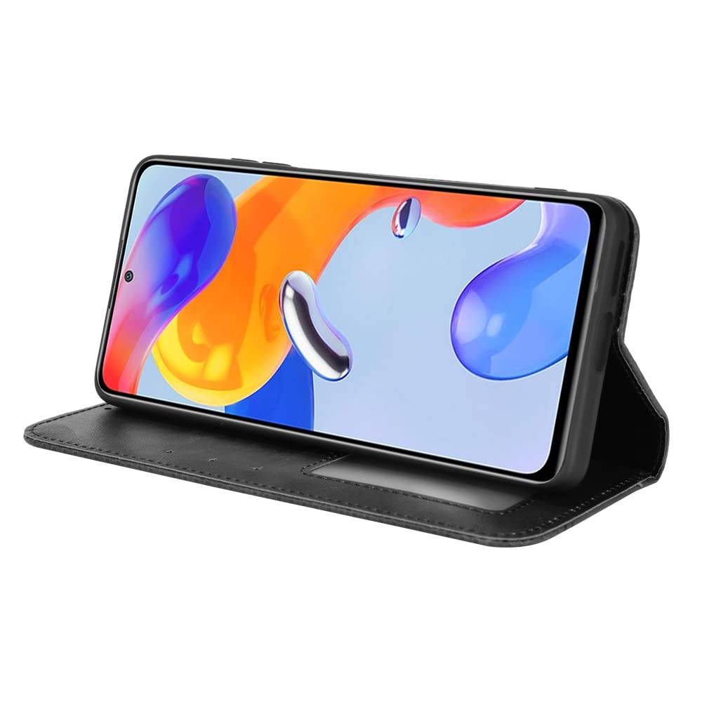 Premium Leather Case for Xiaomi Redmi Note 11 Pro 4G/5G - PU Leather Flip Cover with Card Slots, Shockproof Protection - Perfect for Work, Travel & Daily Use (Black)