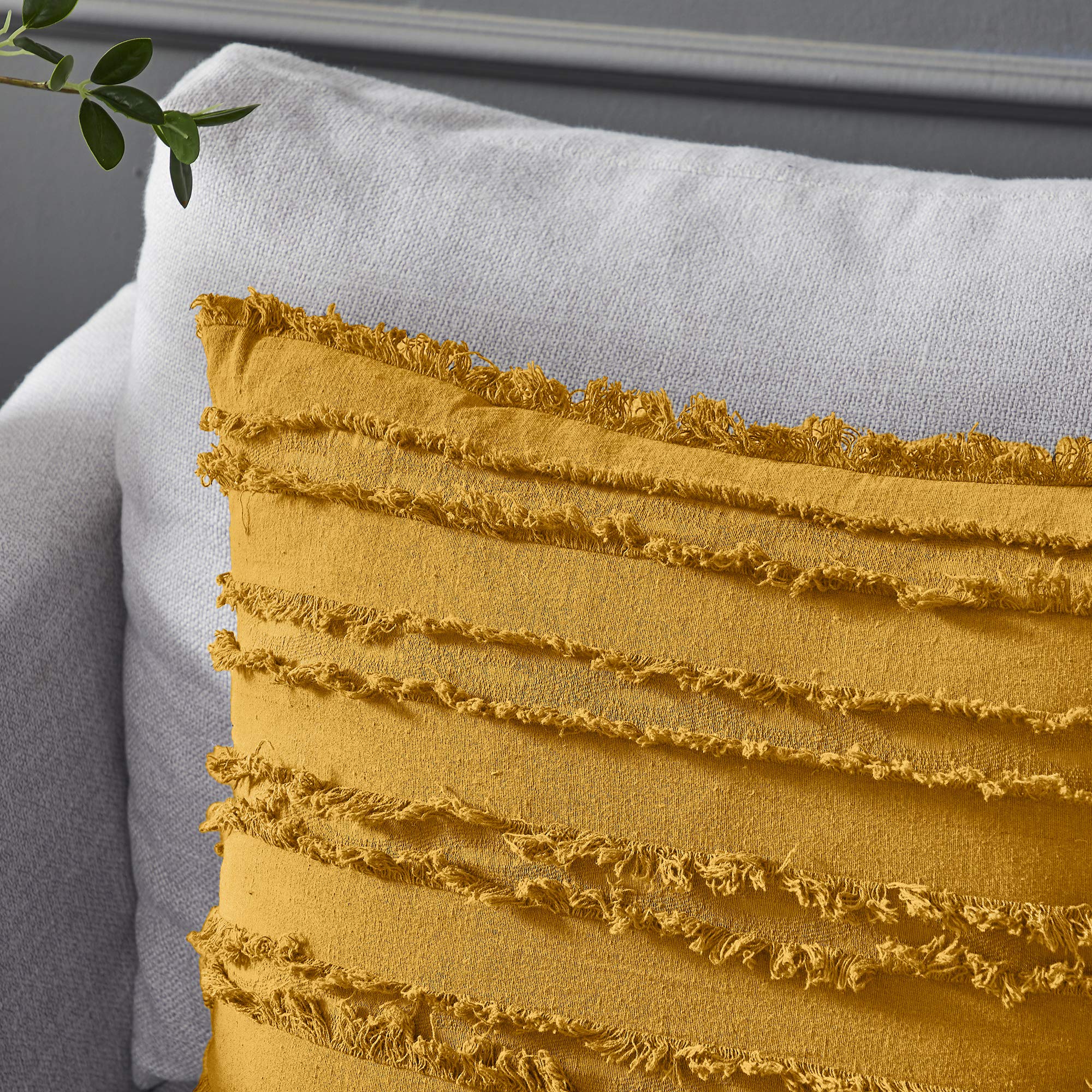 Longhui Yellow Throw Pillow Cover Set of 2 - 16x16 Inch Decorative Lattice Pattern Sham Pillowcase for Sofa, Couch & Bed - Soft & Stylish Home Decor for Living Room, Bedroom & Dorm