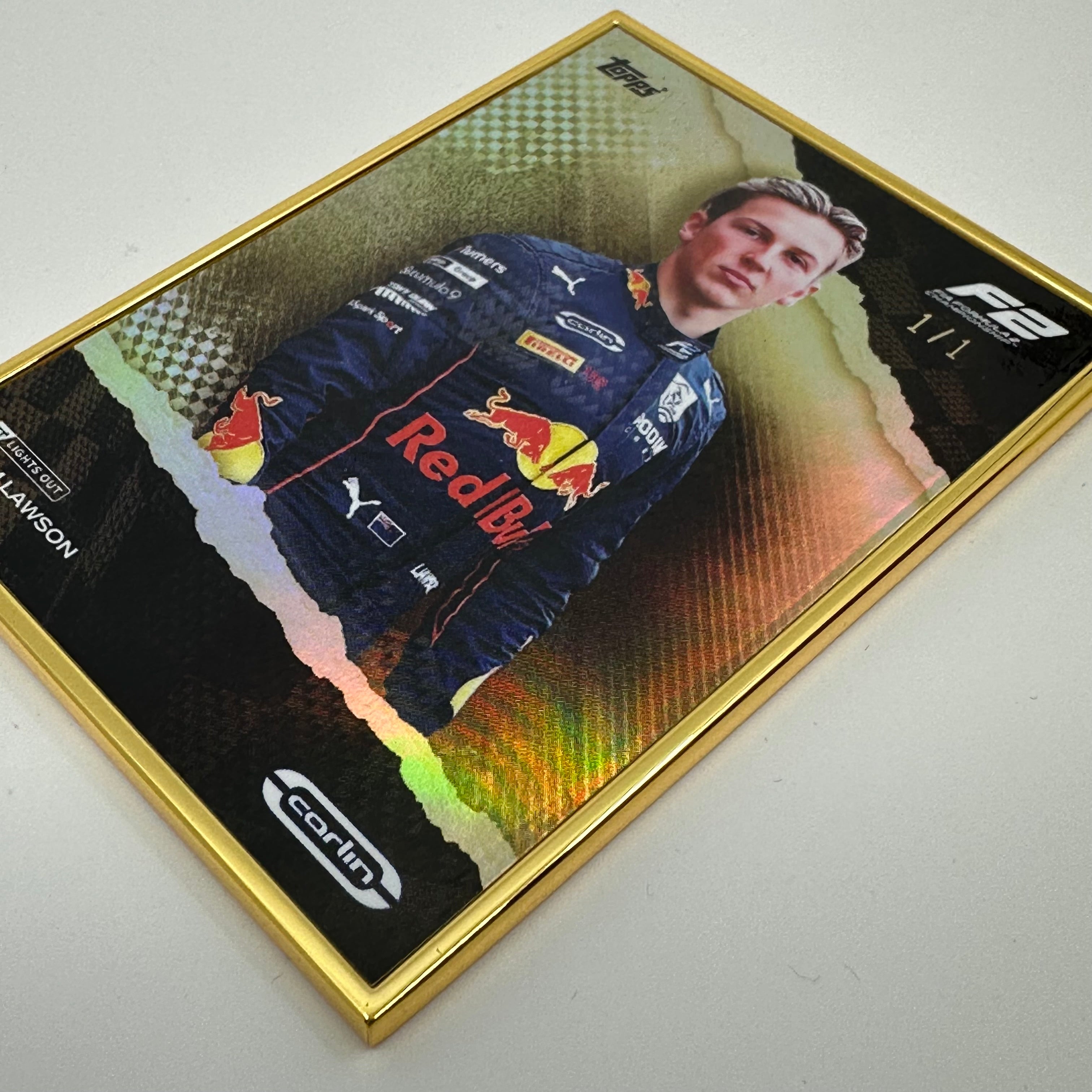 1/1 Gold Frame Liam Lawson F2 Driver 2022 Lights Out - Perfect for Racing Fans, Collectors, and Home Decor