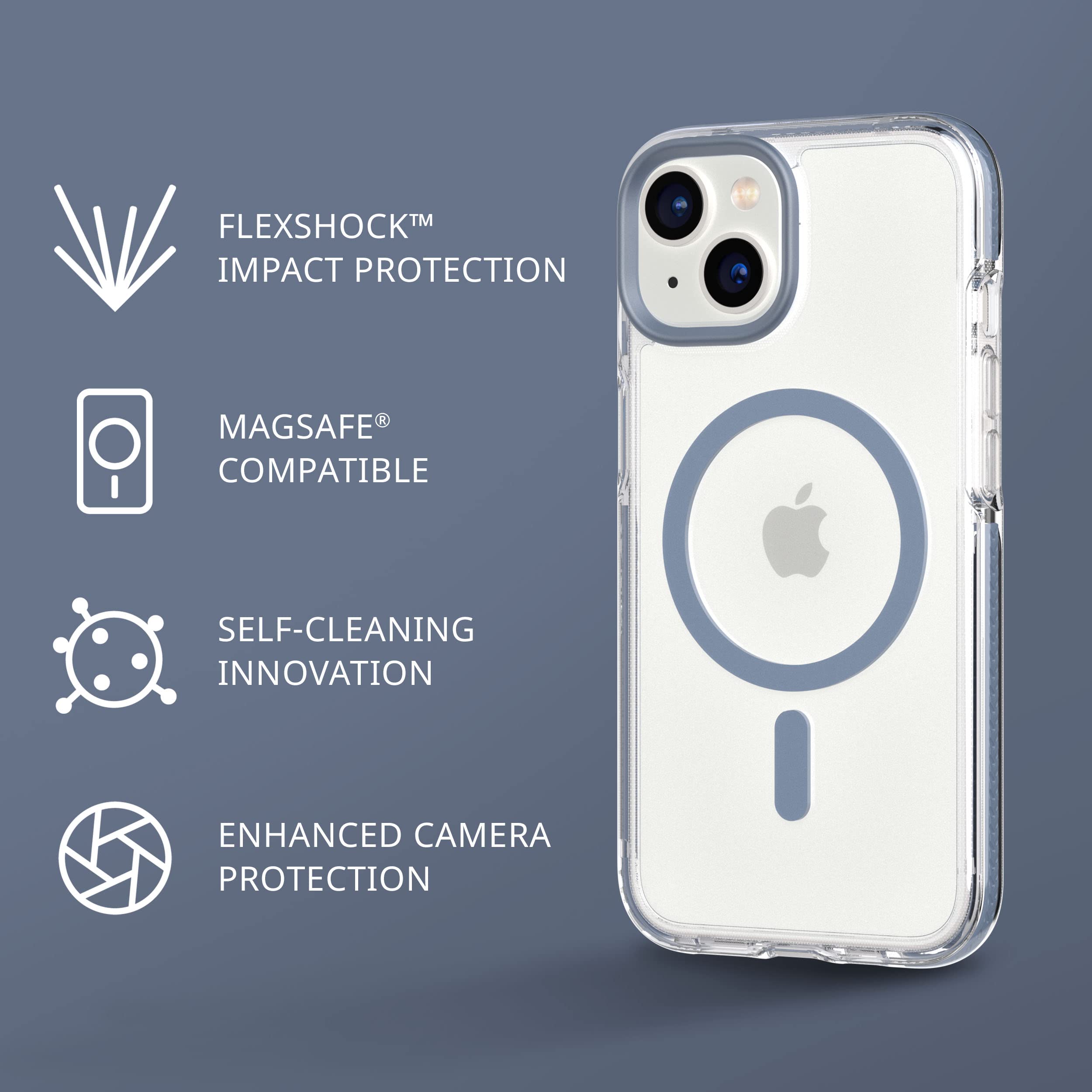 Tech21 iPhone 14 Evo Crystal Case with MagSafe - Clear Shockproof & Scratch-Resistant Phone Cover | 16ft Drop Protection | Perfect for Everyday Use, Travel & Outdoor Activities