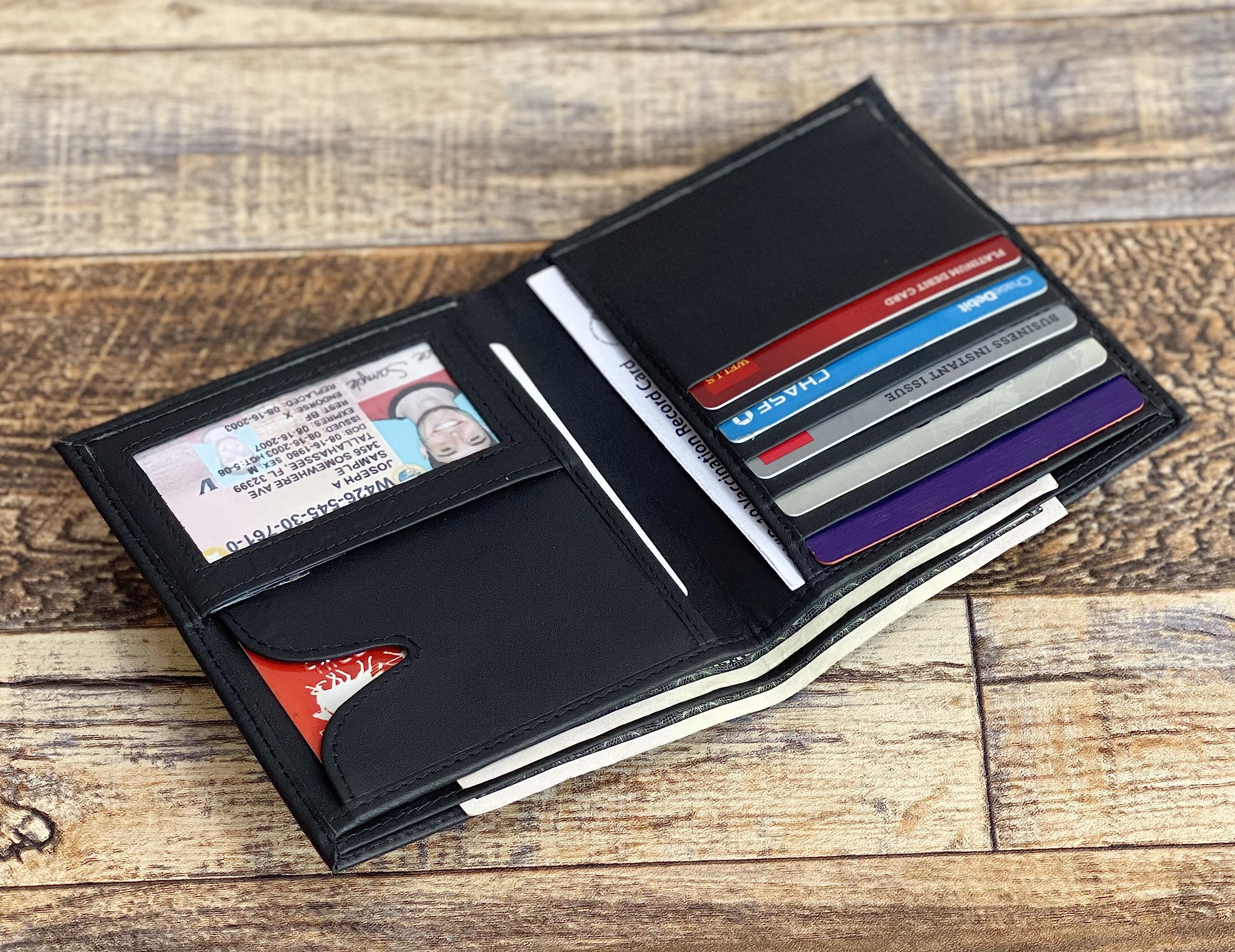 Genuine Leather Bifold Wallet for Men - Slim Credit Card Holder with ID Window | Perfect for Everyday Use, Travel & Business
