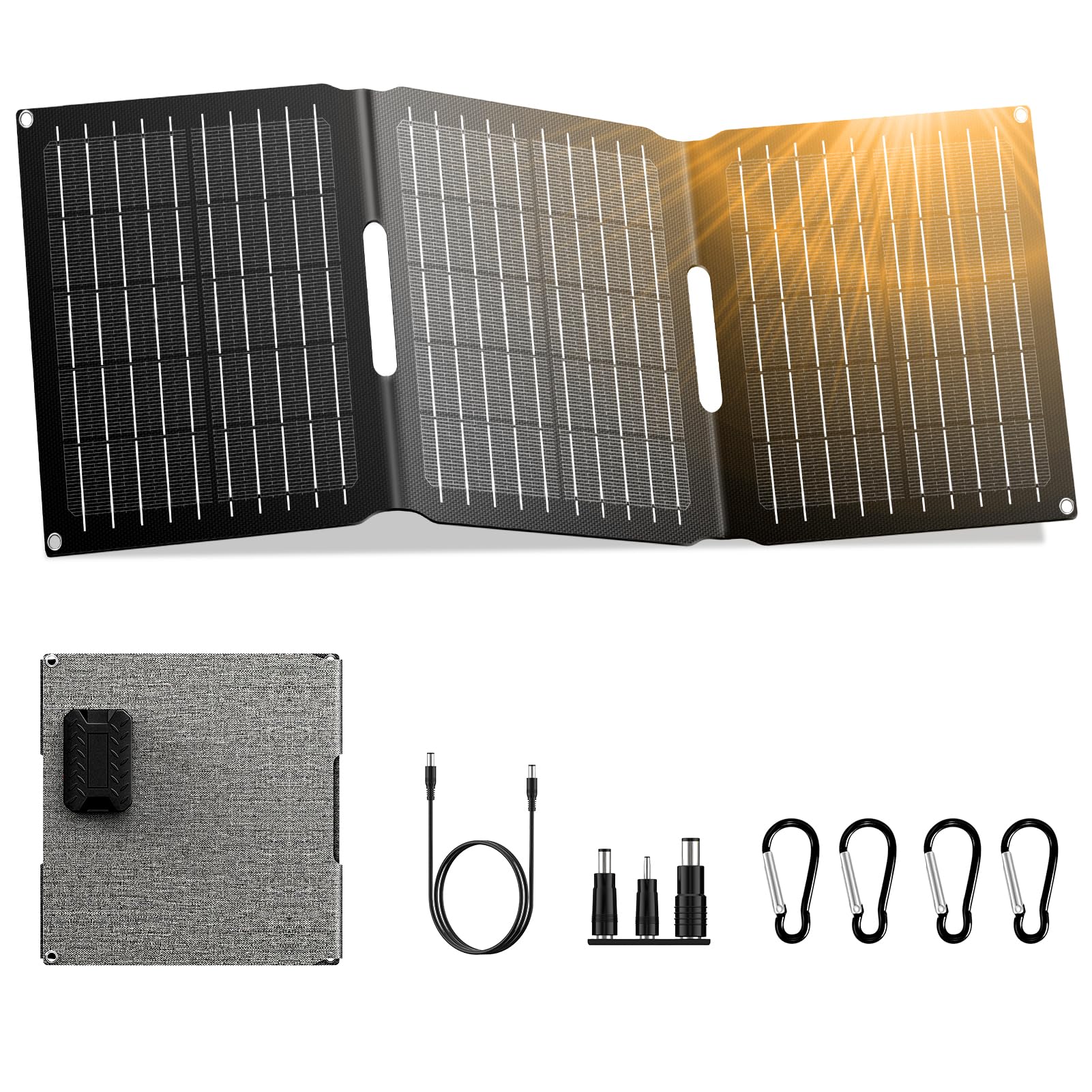 120W Portable Power Station with Solar Panel - 22W Foldable Solar Charger with DC/USB A/USB C Outputs for Camping, Home Backup, Van Life & Outdoor Adventures | Emergency Power Supply for RV Trips & Off-Grid Living