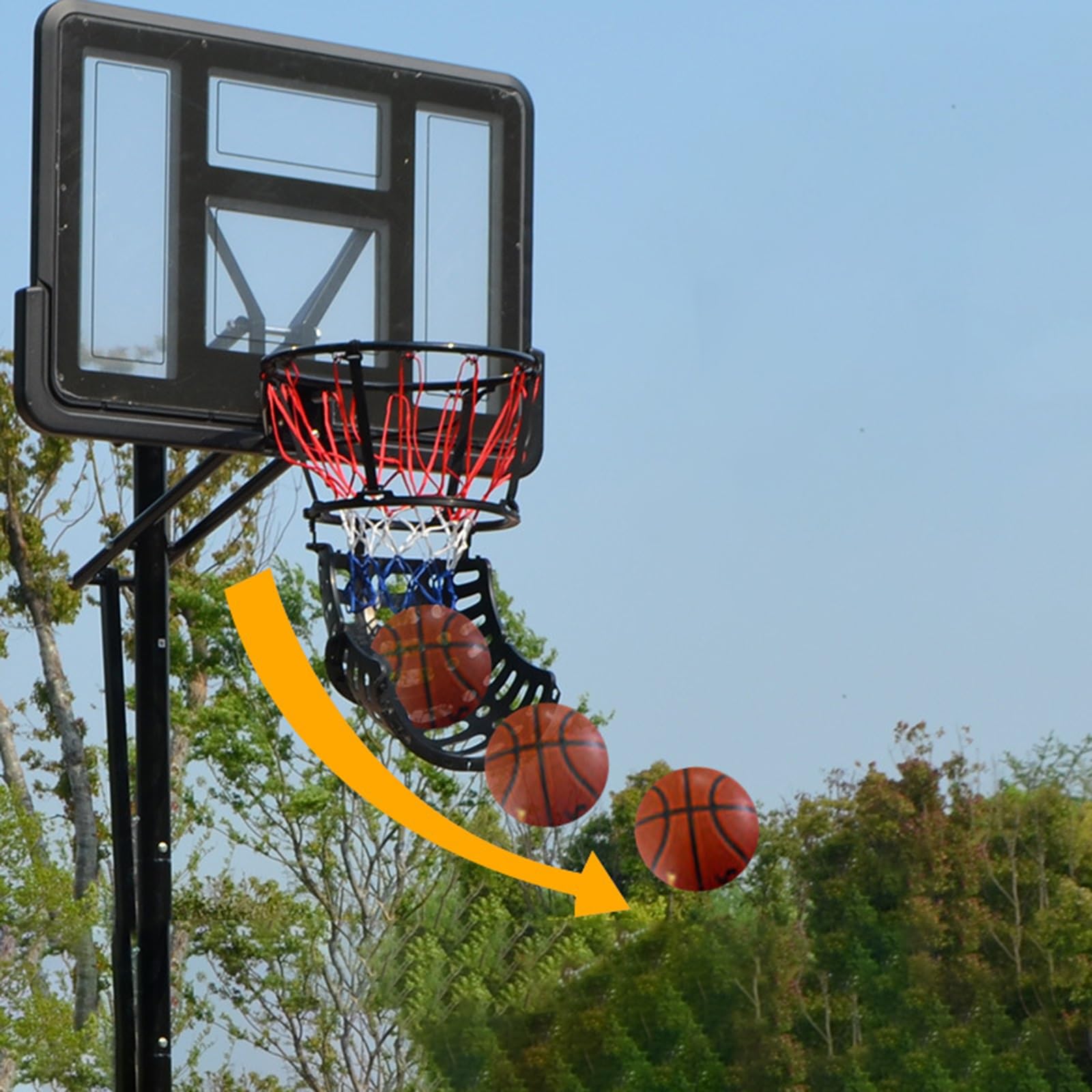 LXLZYXSF No Ball Pickup Basketball Return System - Wall Mounted Solo Shooting Trainer for Kids & Adults | Portable Lightweight Rebounder | Perfect for Driveway, Backyard & Gym Practice (Black)
